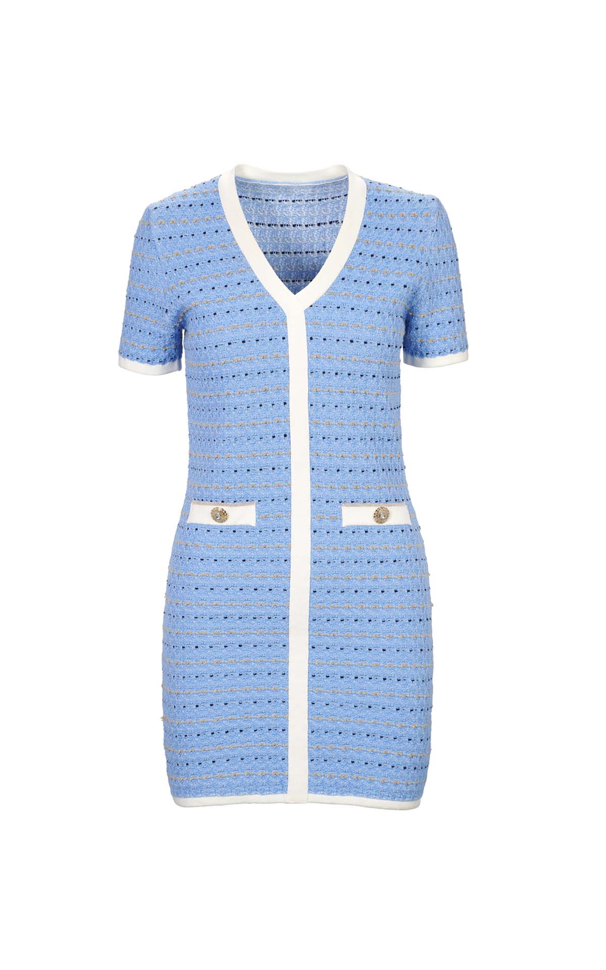 Blue short sleeve knitted dress  liu jo outlet barcleona la roca village