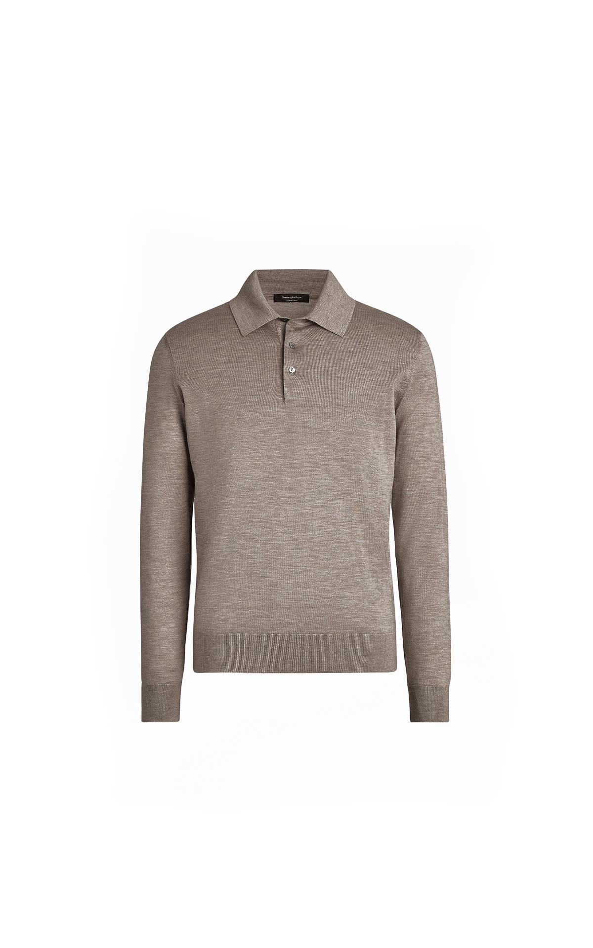 Zegna Brown cashmere polo sweater with buttons