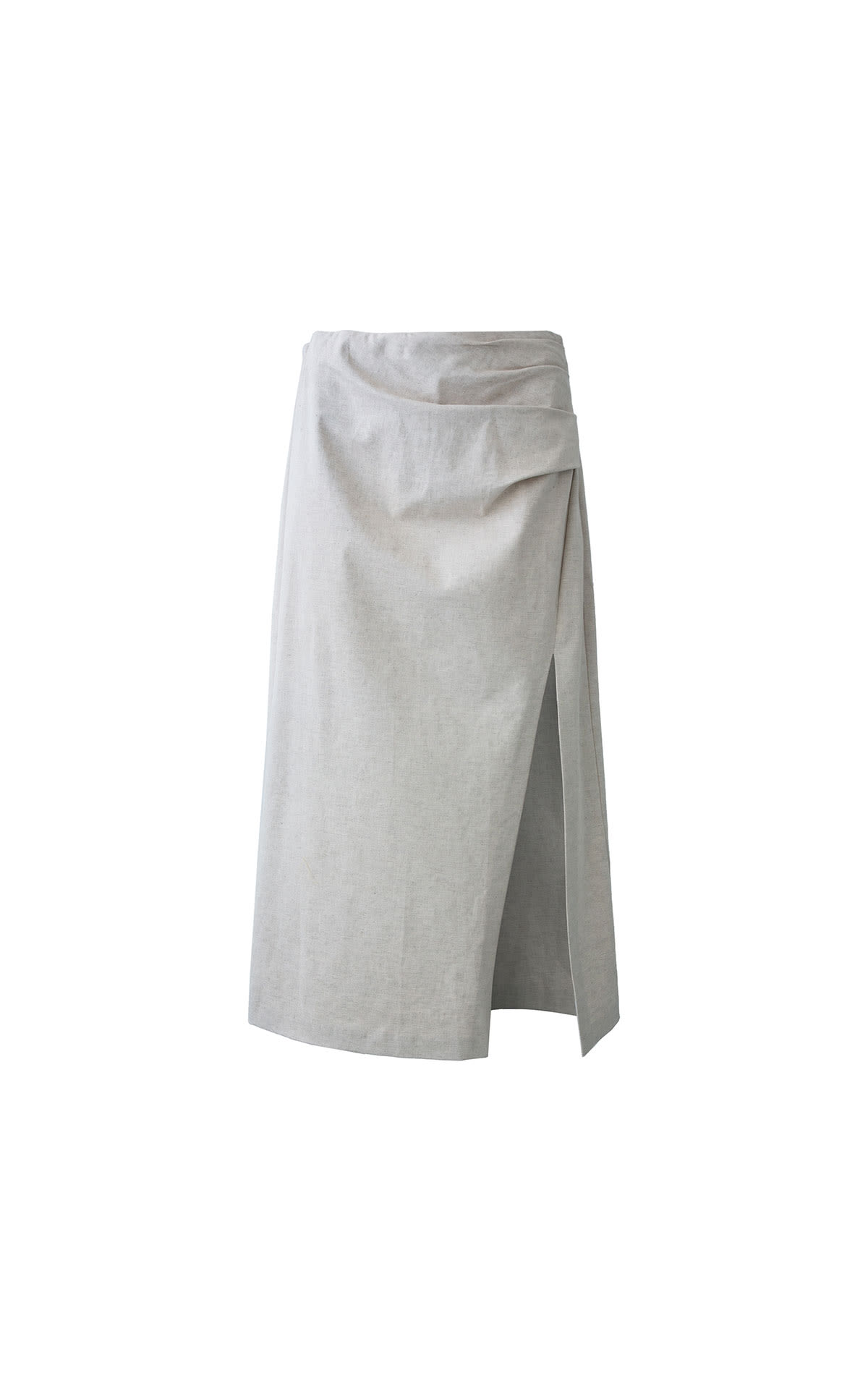 DKNY Linen ruched midi skirt with slit from Bicester Village