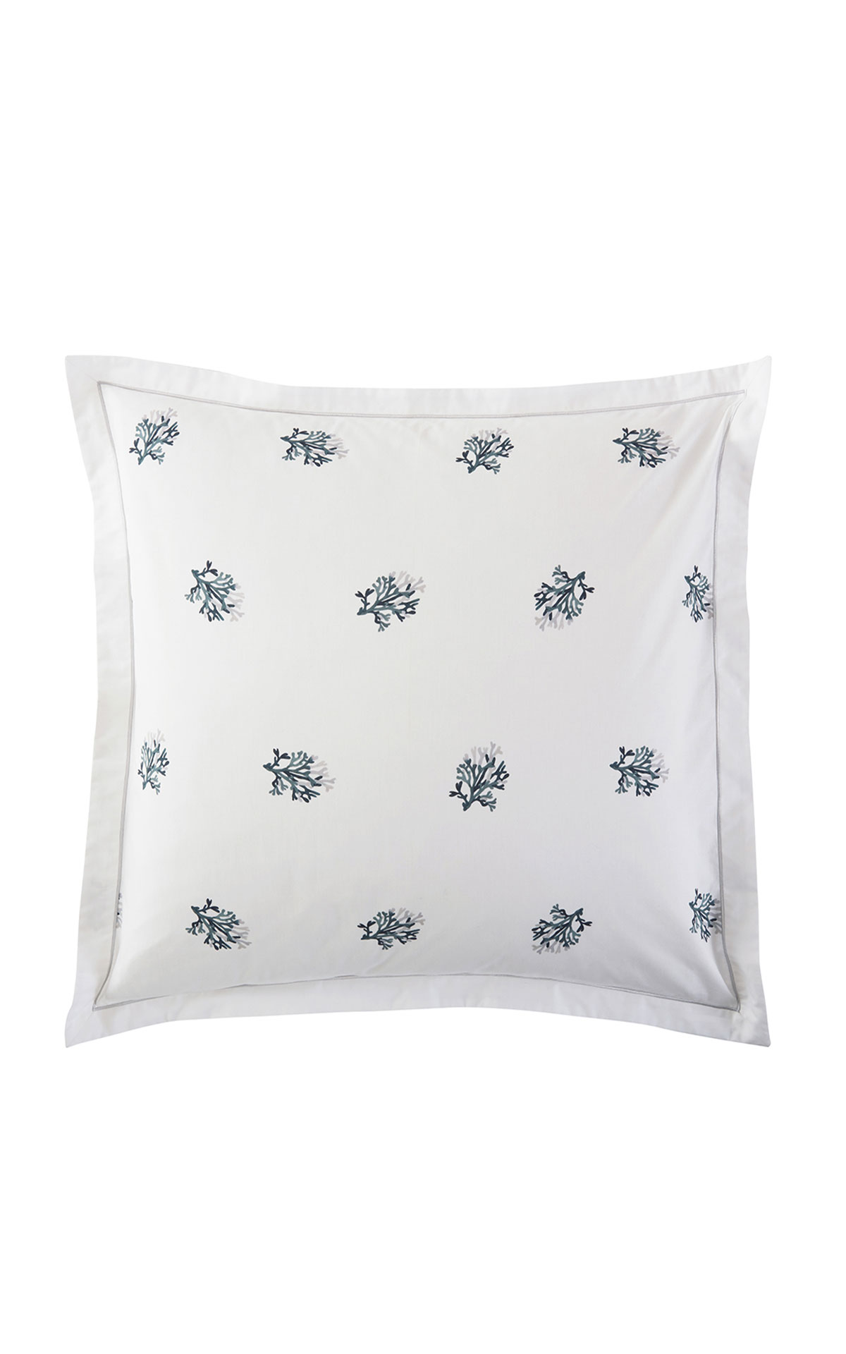Drap Plat Conte En Satin De Coton Bio 120 Fils/cm² - Imprimé Jardin Tropical Avec Ourlet Bleu - 240x295 Cm Ou 270x295 Cm
