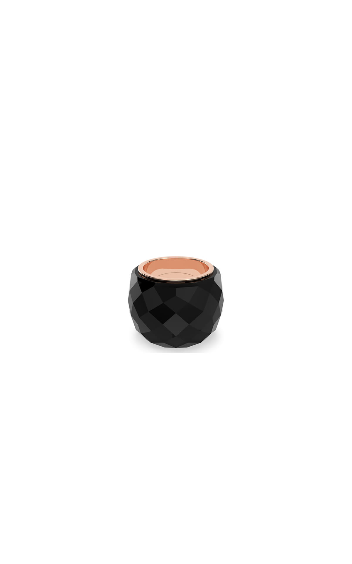 Anello Nirvana nero, interno placcato PVD oro rosa Swarovski