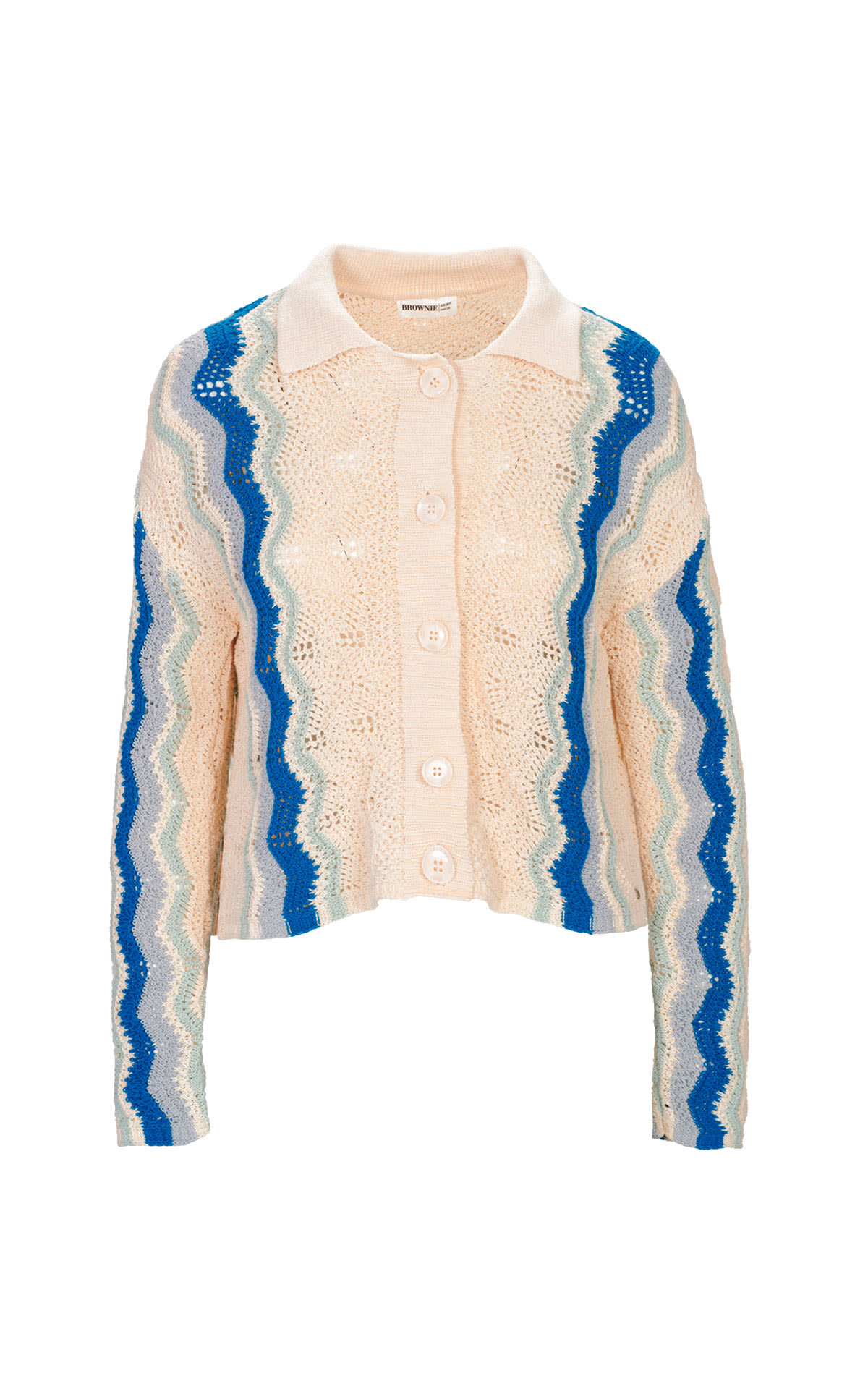 Embroidered cardigan with blue stripes Brownie