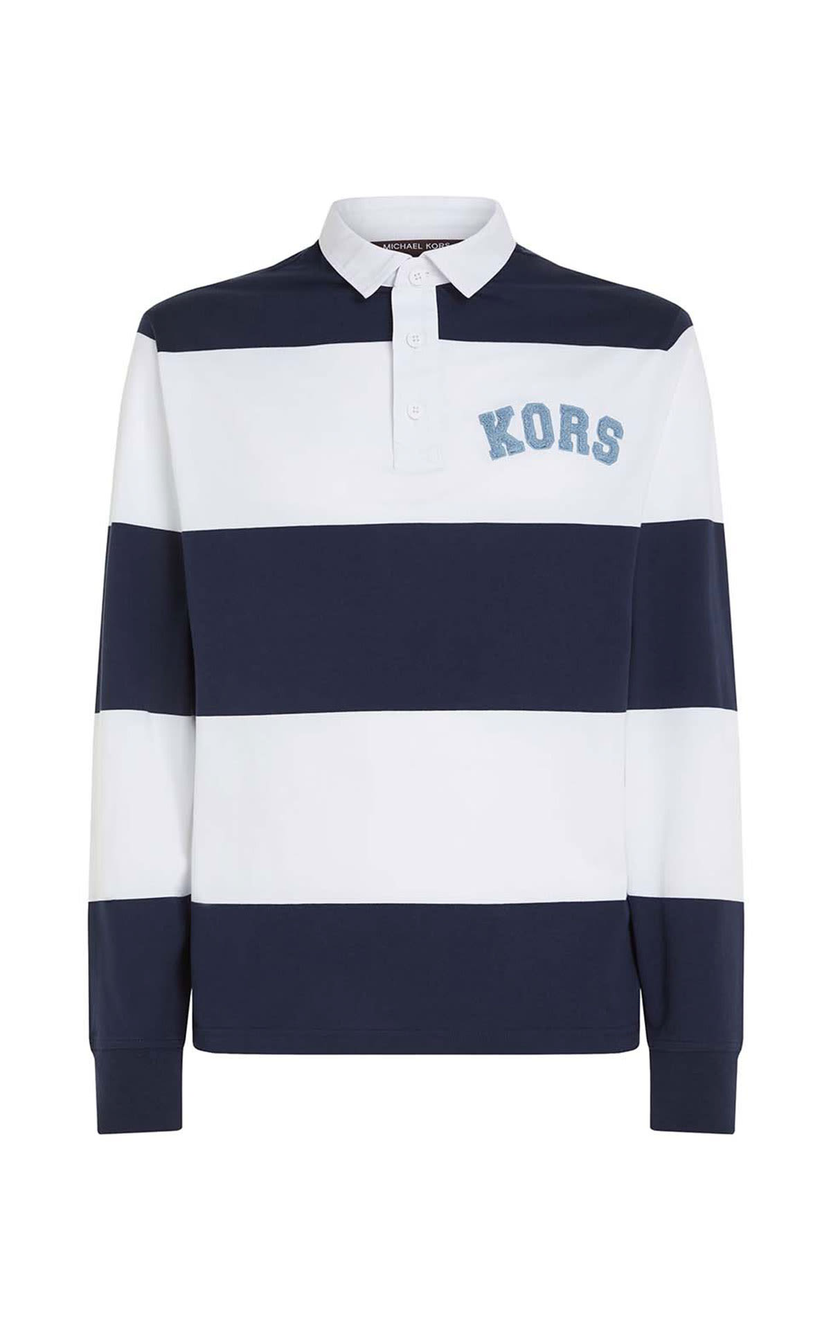 White and navy striped polo shirt Michael Kors