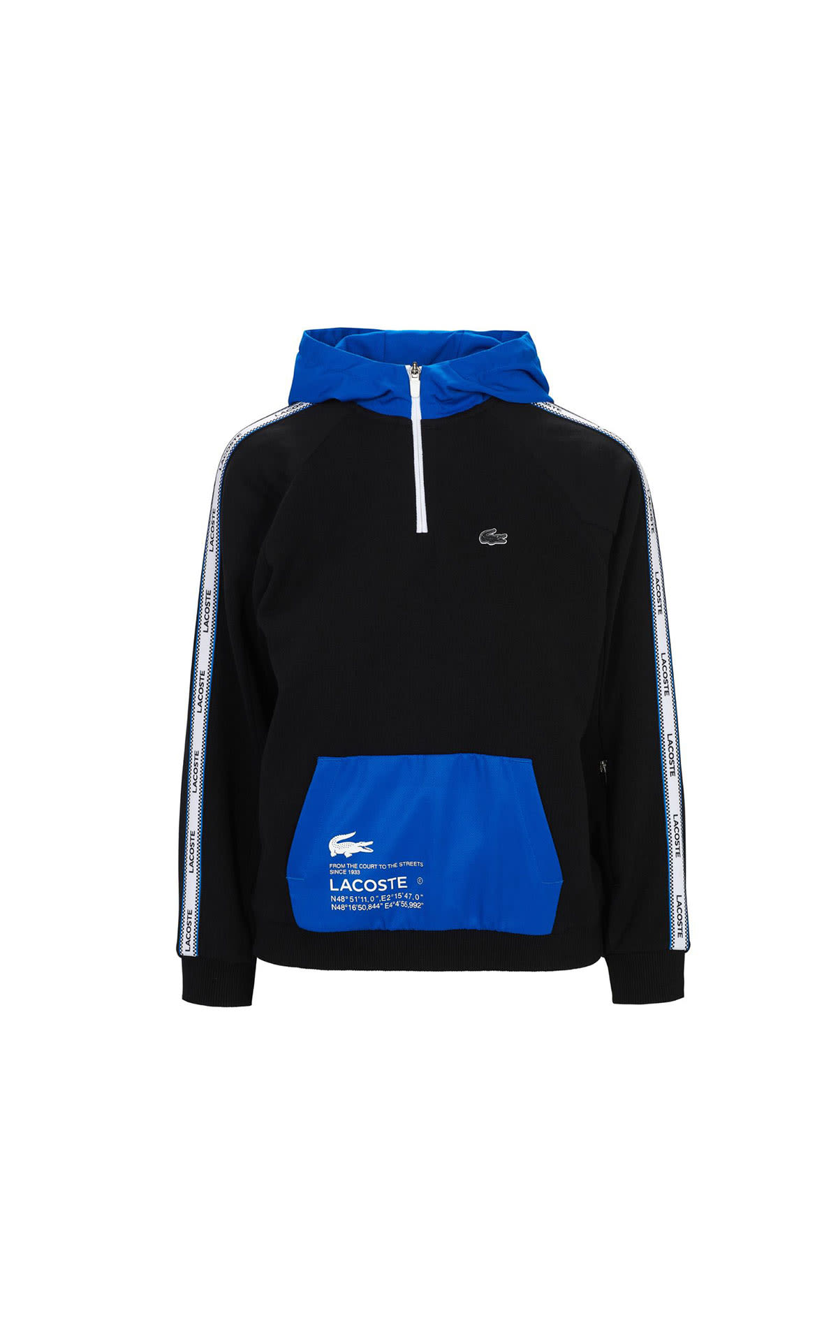 Black hoodie with front pocket Lacoste