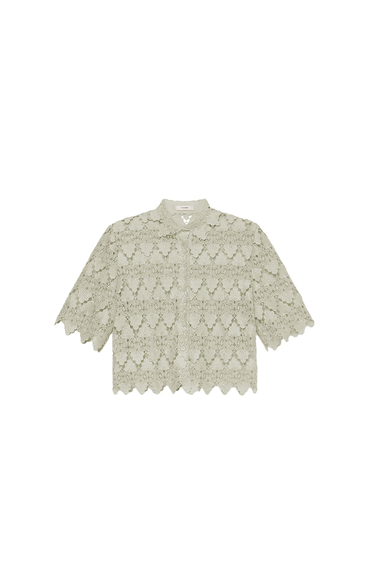 Frame The lace button up shirt, soft mint from Bicester Village