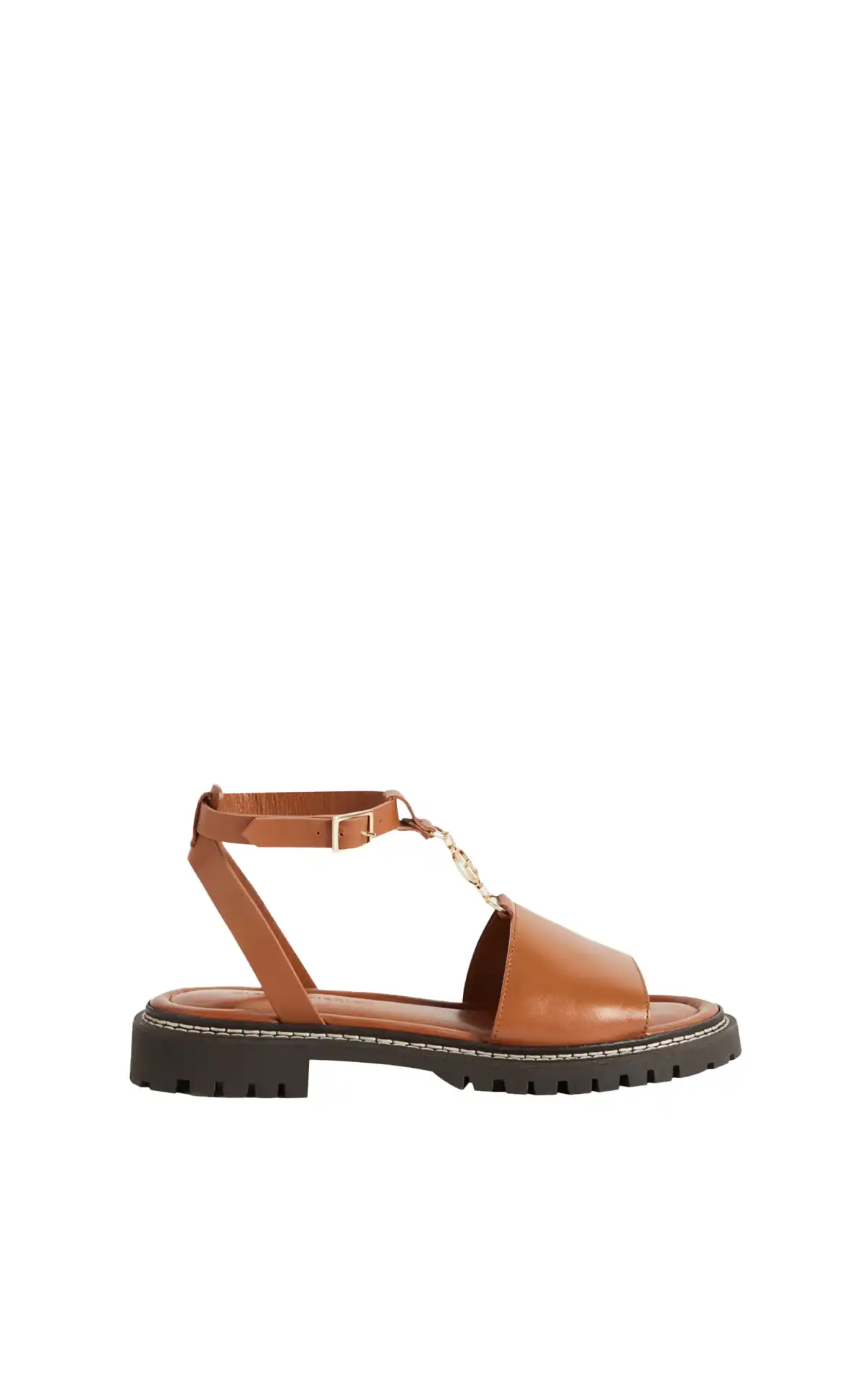 Plain leather sandals caramel Claudie Pierlot La Vallée Village