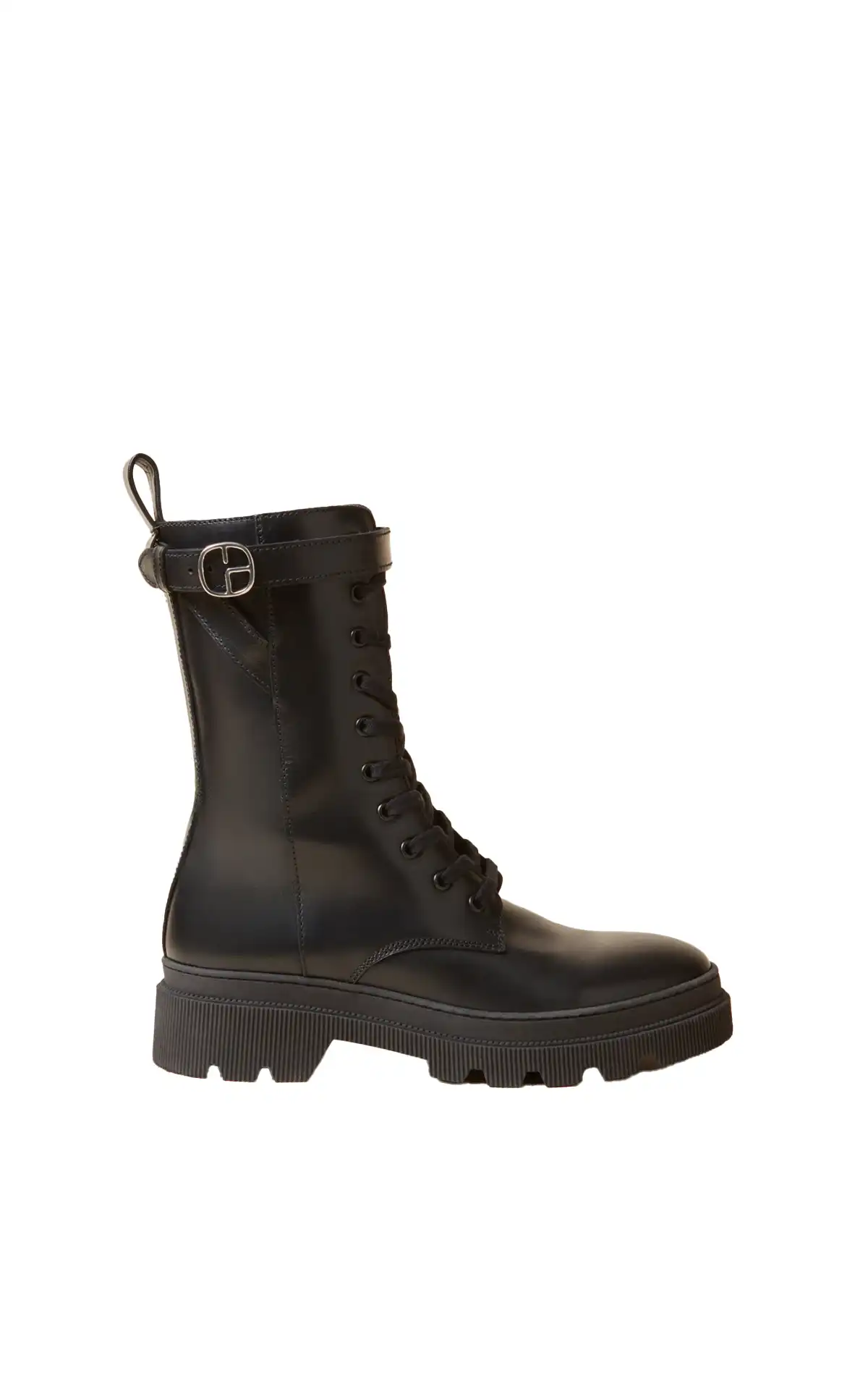 Bottines hautes rangers en cuir noires Claudie Pierlot La Vallée Village