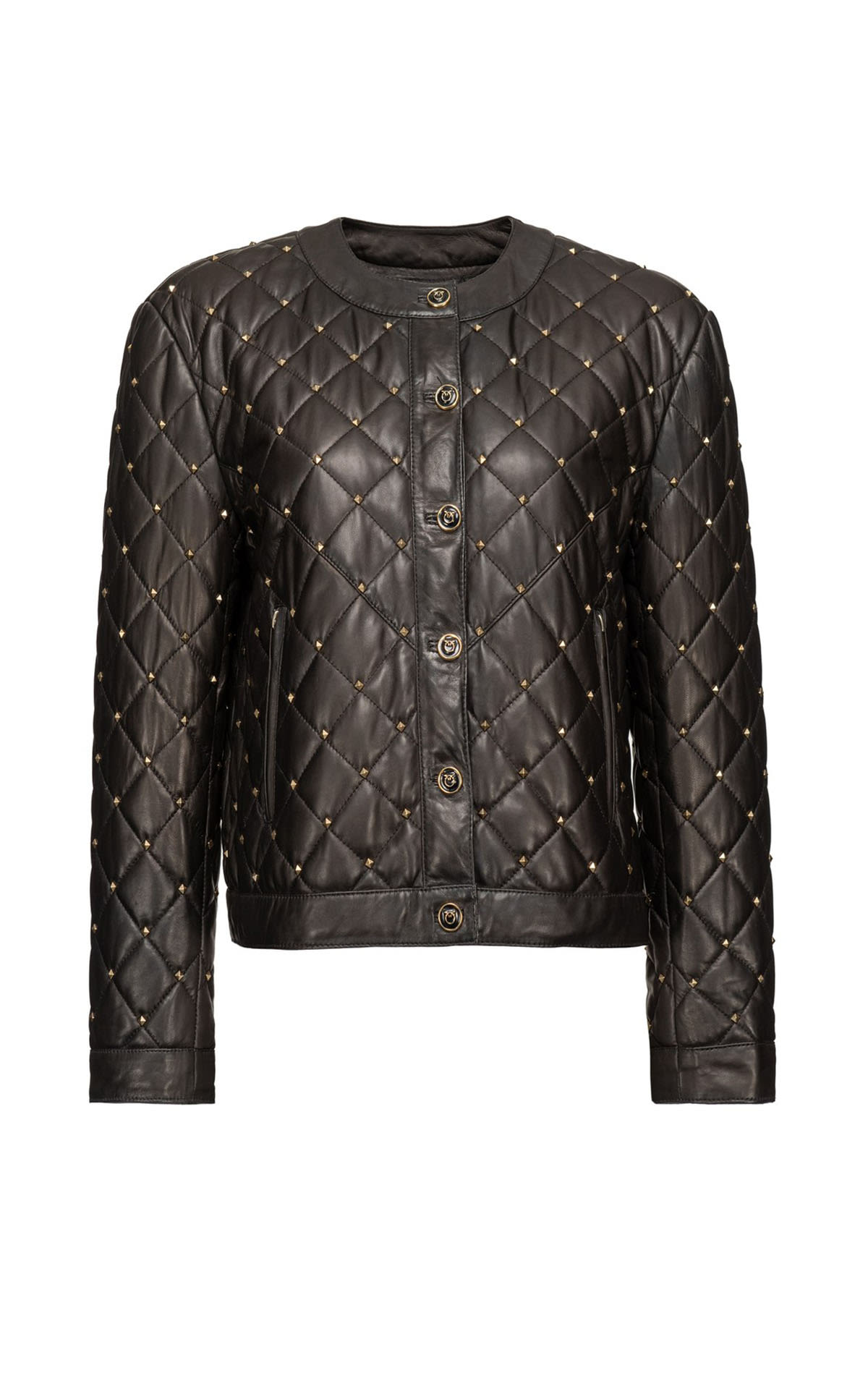 Quilted nappa leather jacket with studs pinko