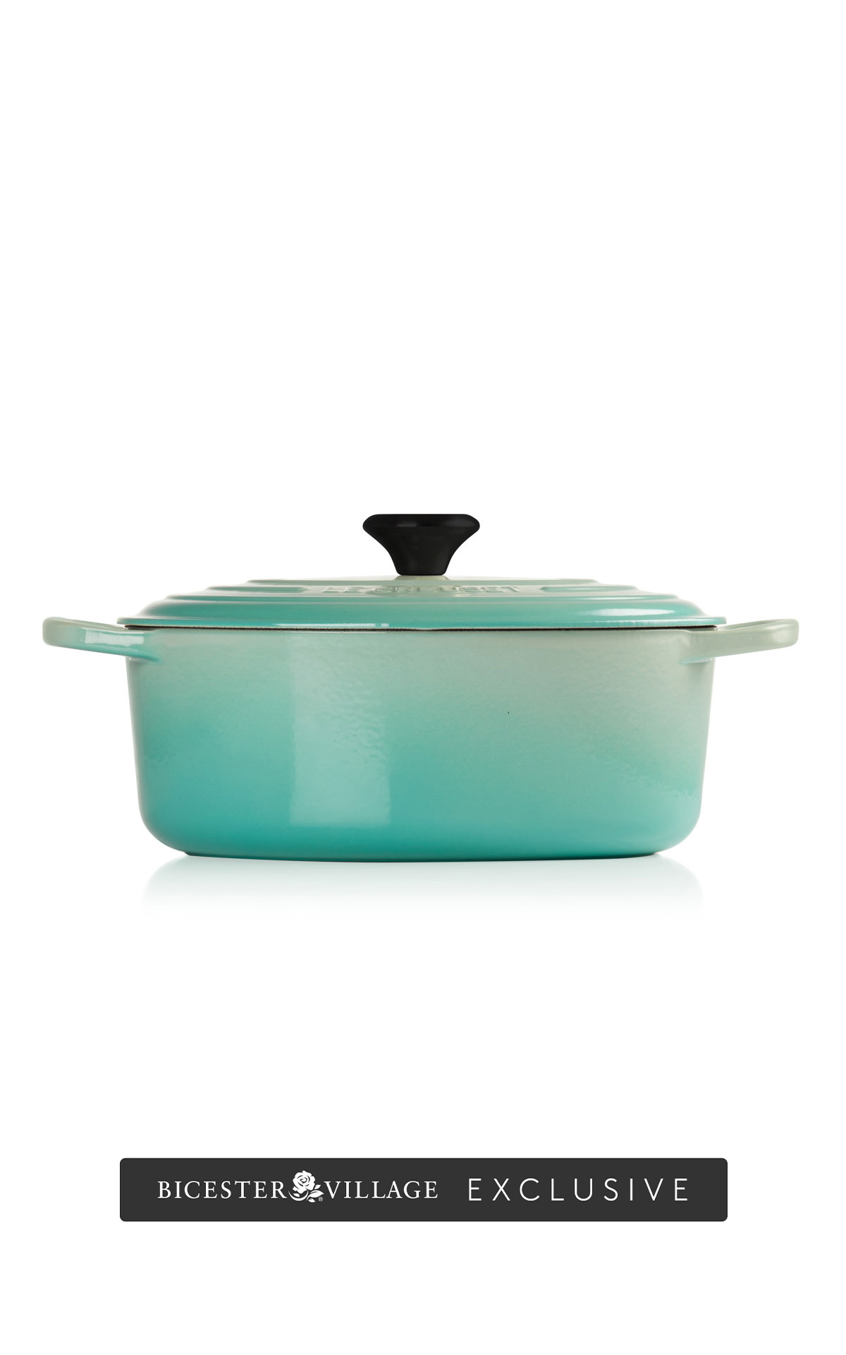 Le Creuset 31cm Cast iron oval casserole cool mint from Bicester Village