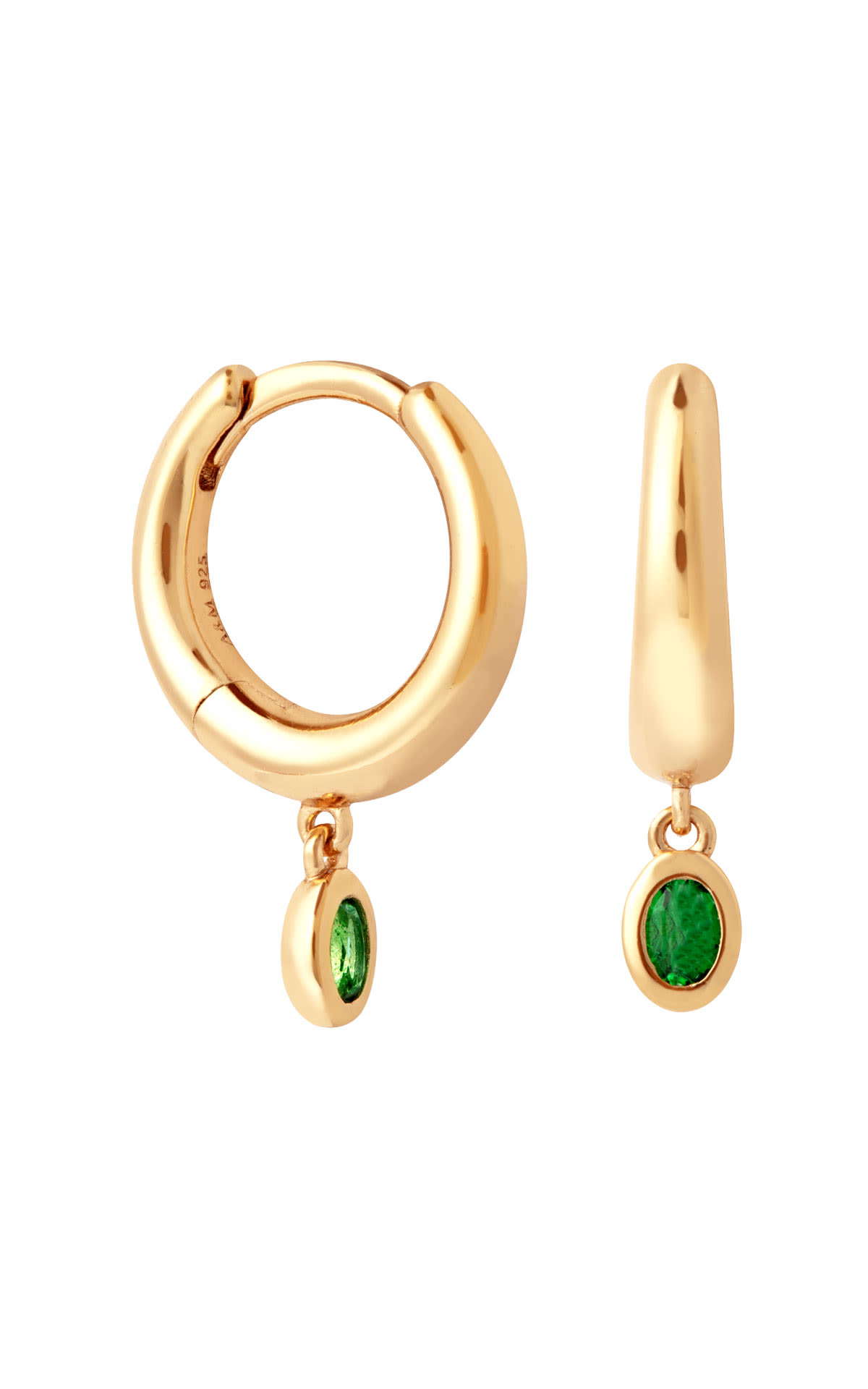 Astrid & Miyu Green topaz charm huggies from Bicester Village