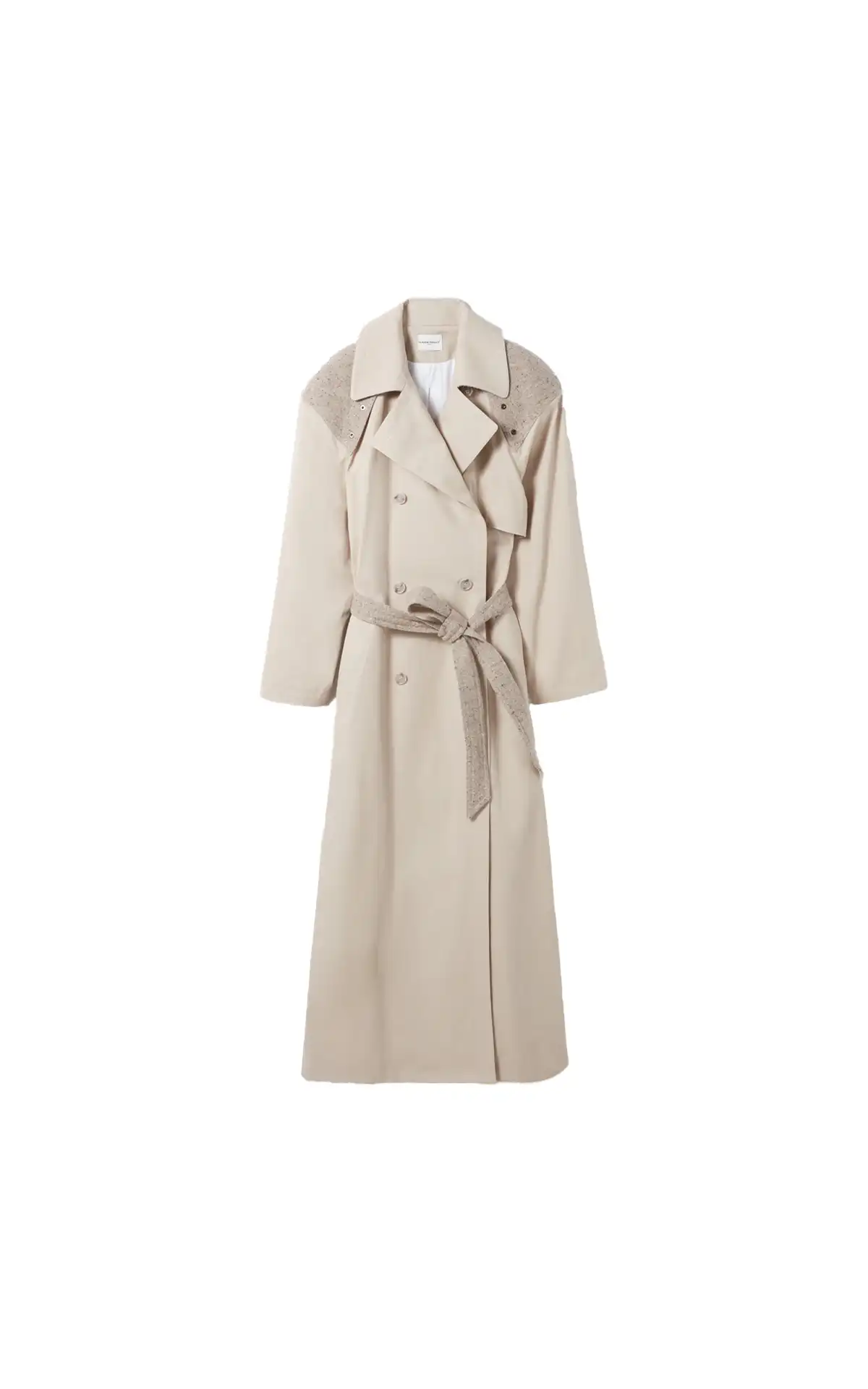 Long two-tone beige trench coat Claudie Pierlot La Vallée Village
