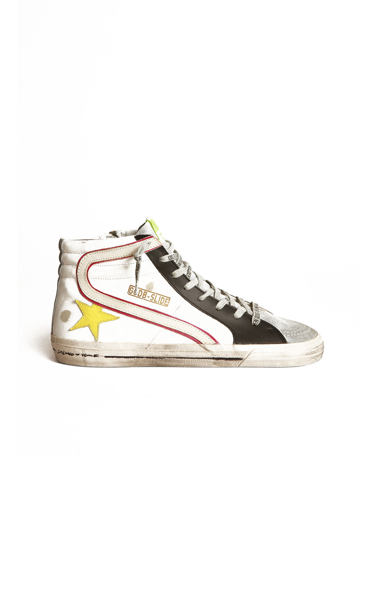SLIDE LEATHER UPPER STAR AND WAVE SUEDE TOE AND LIST SIGNATURE FOXING golden goose