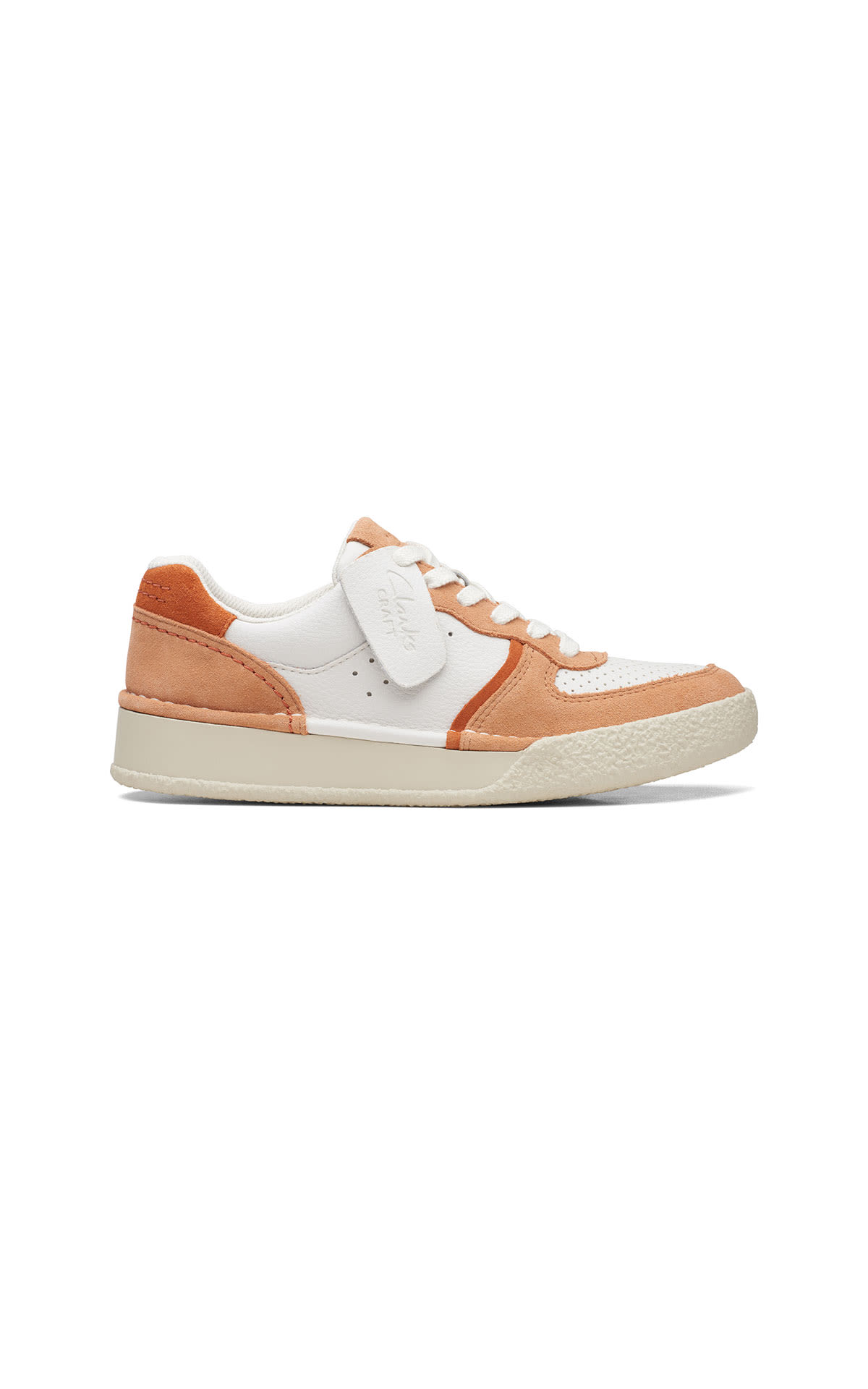 white and orange sneaker clarks