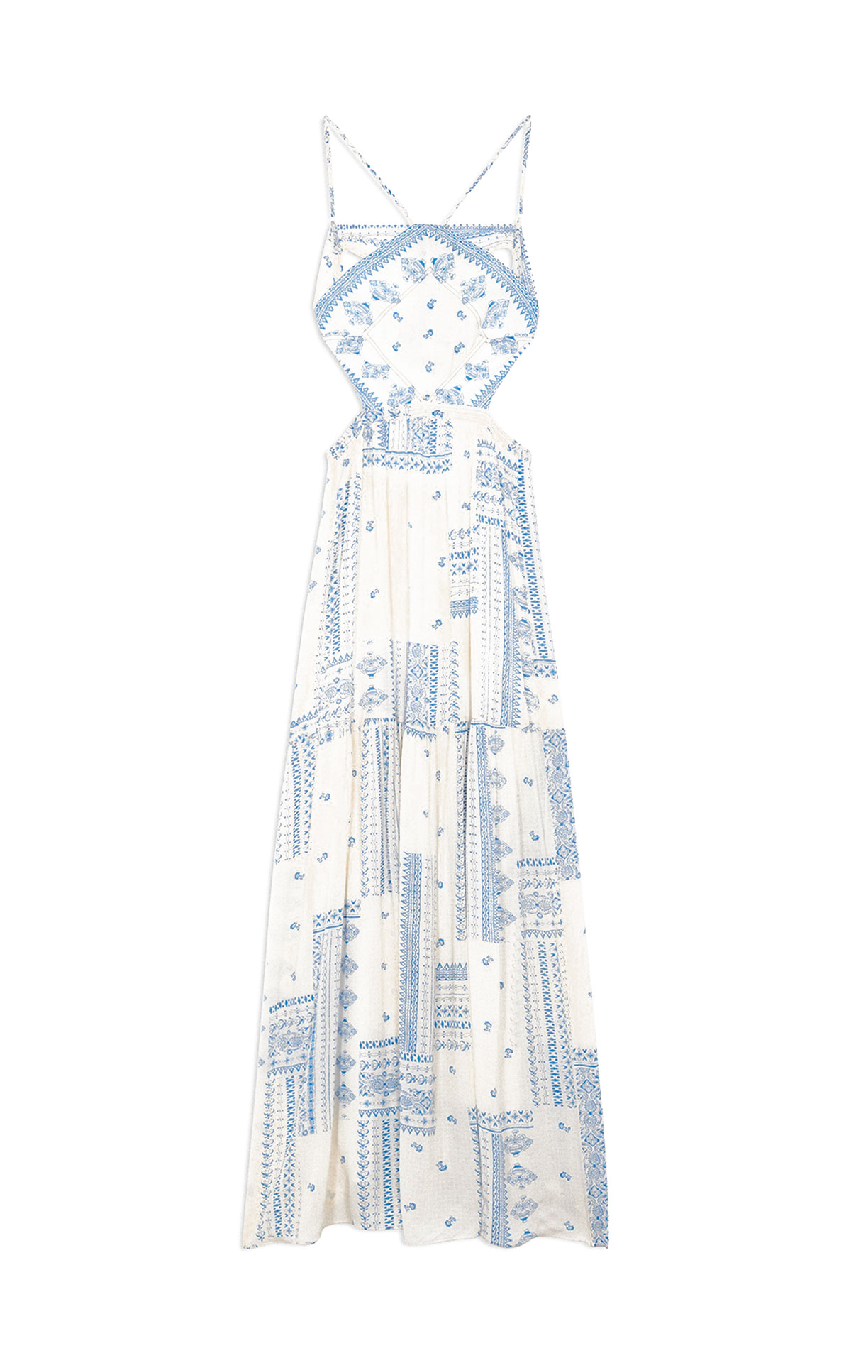 Long blue and white strappy dress ba&sh