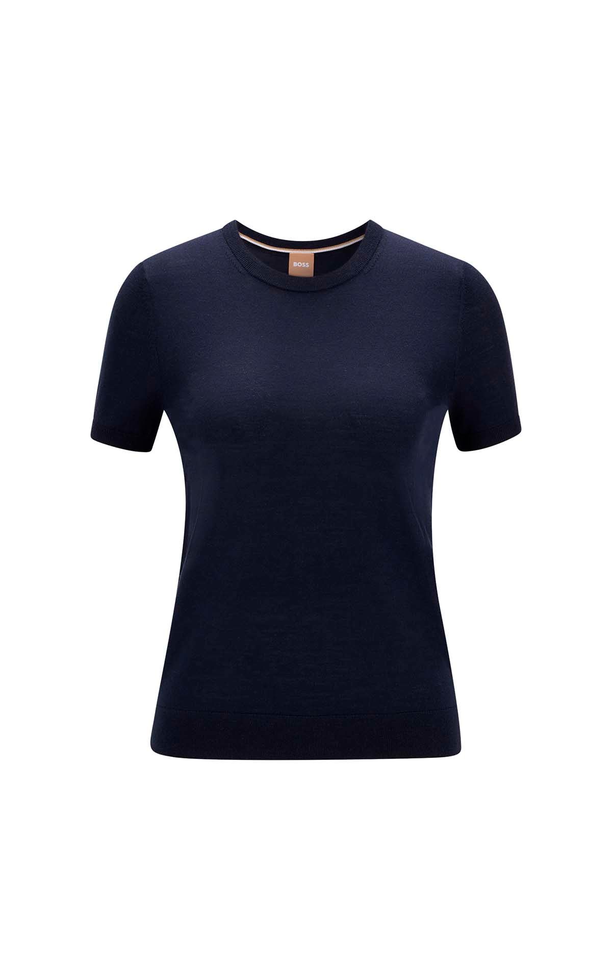 Camiseta básica manga corta azul marino BOSS outlet madrid las rozas village