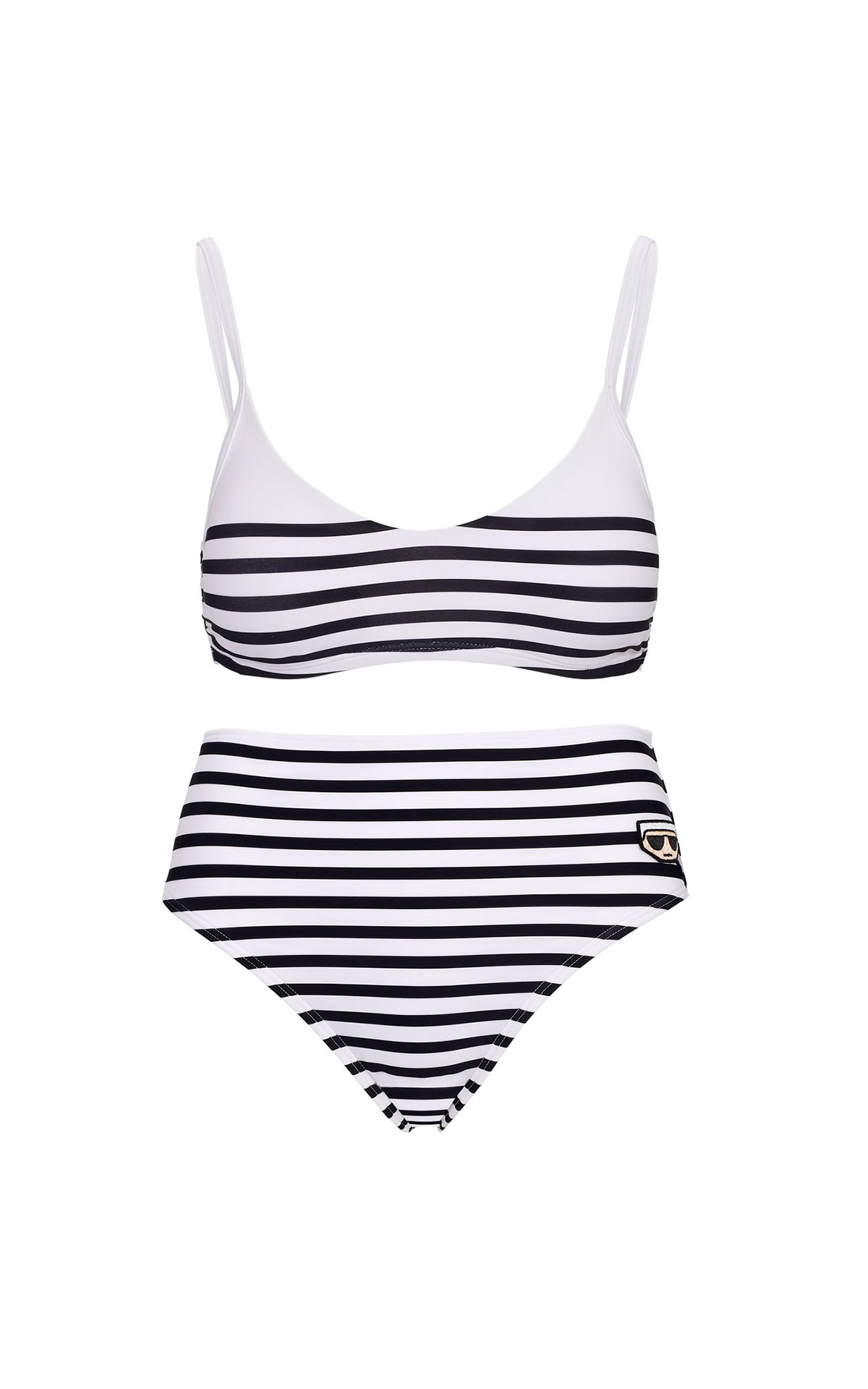 White bikini with blue stripes karl lagerfeld