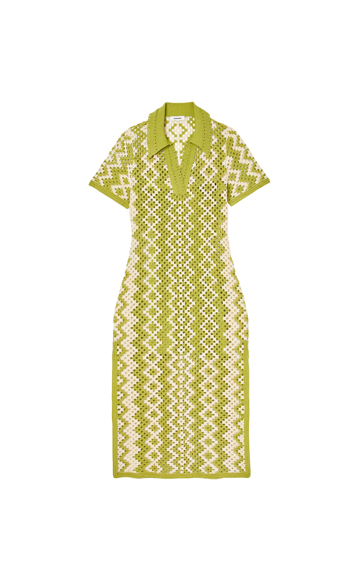 Short sleeve green printed dress sandro outlet barcleona la roca village