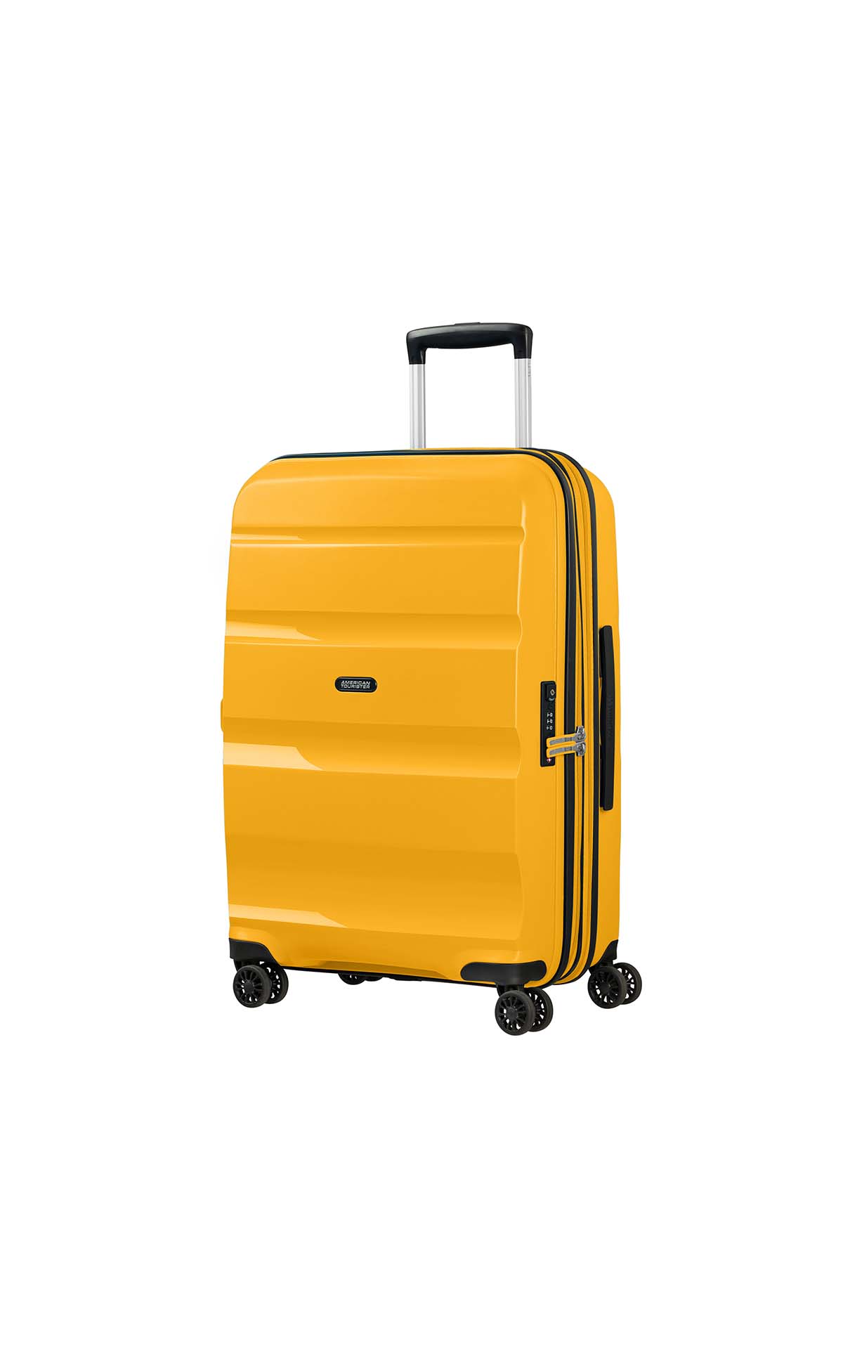 yellow hard suitcase