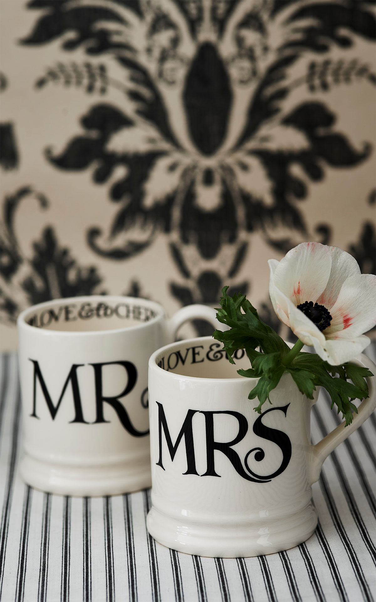 Emma Bridgewater Black toast Mr & Mrs set of two half pint mugs from Bicester Village