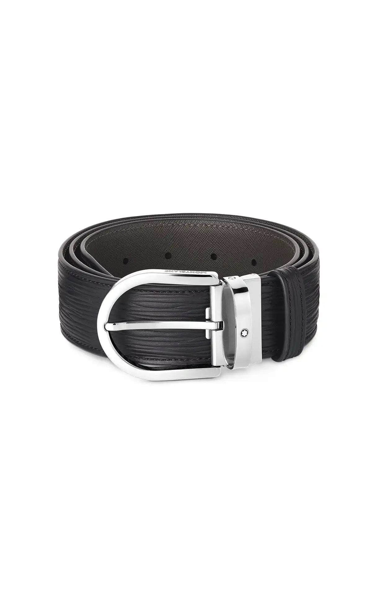 Montblanc Horseshoe black leather belt La Vallée Village