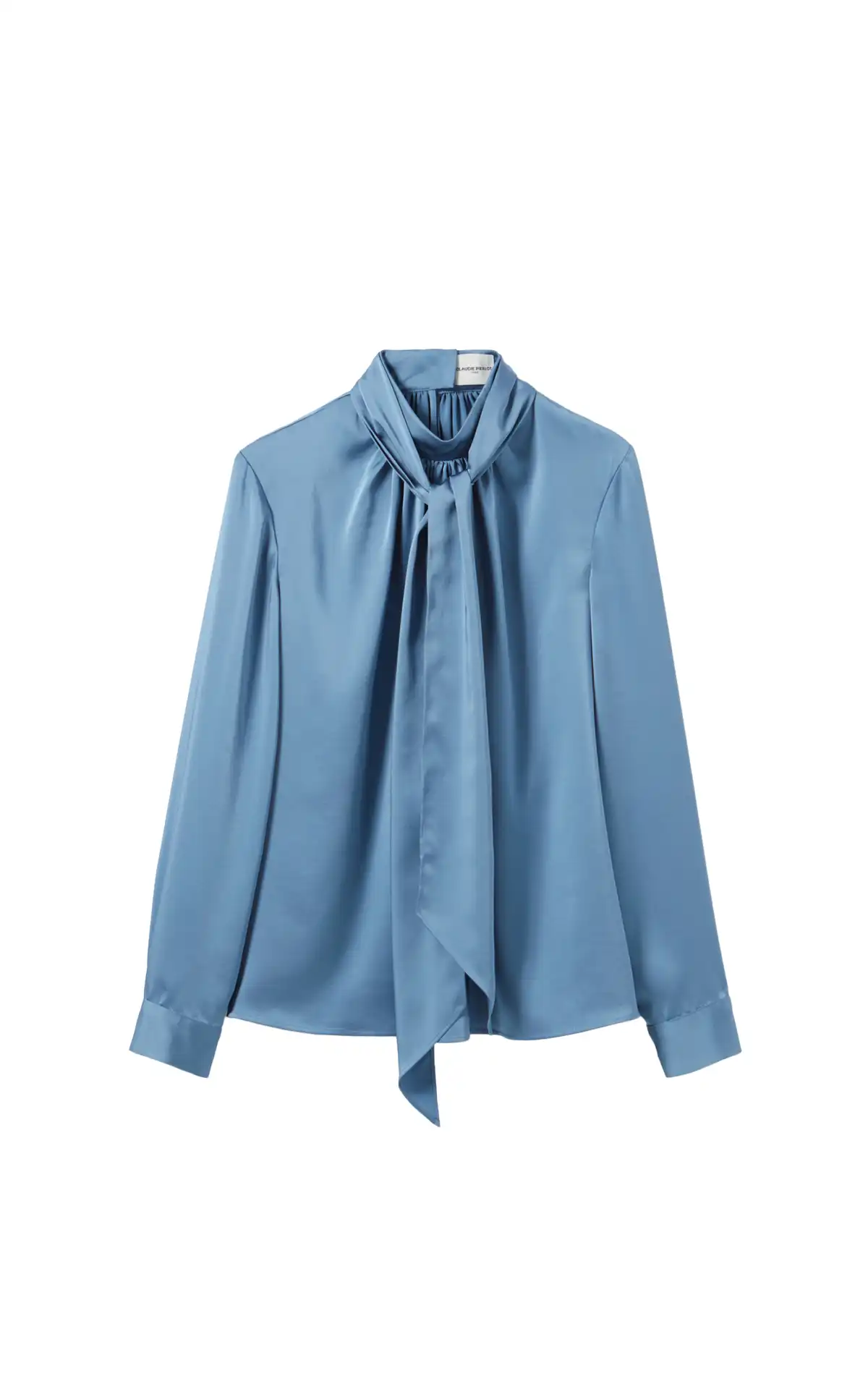 Claudie Pierlot Blouse fluide col lavallière bleue La Vallée Village