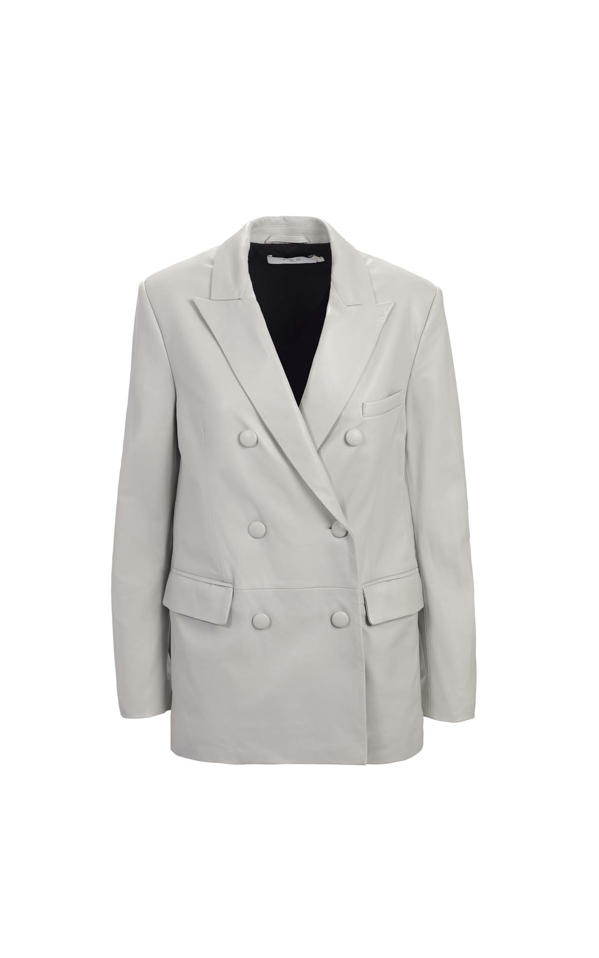 Grey buttoned leather jacket  iro paris outlet barcleona la roca village