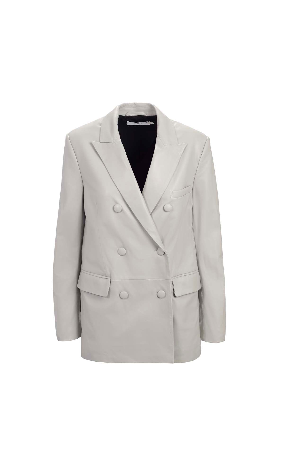 Grey buttoned leather jacket  iro paris outlet barcleona la roca village