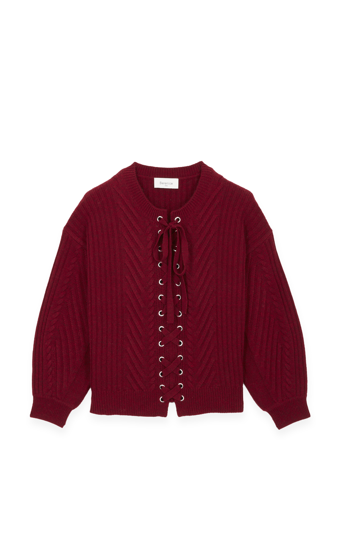 Round neck lace-up wool jumper*