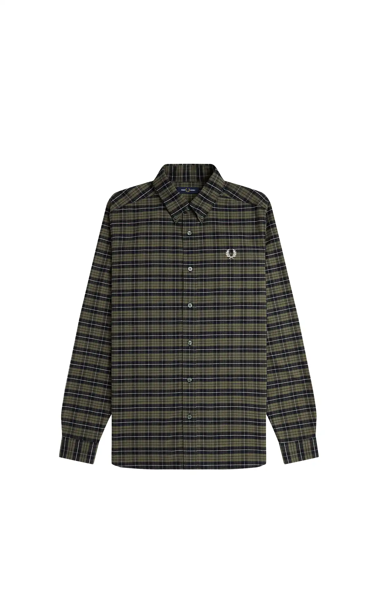 Fred Perry khaki Oxford shirt with tartan pattern La Vallée Village