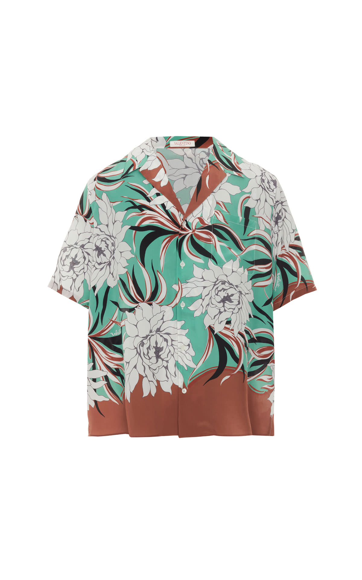 Valentino Silk bowling shirt with street flowers couture peonies print from Bicester Village