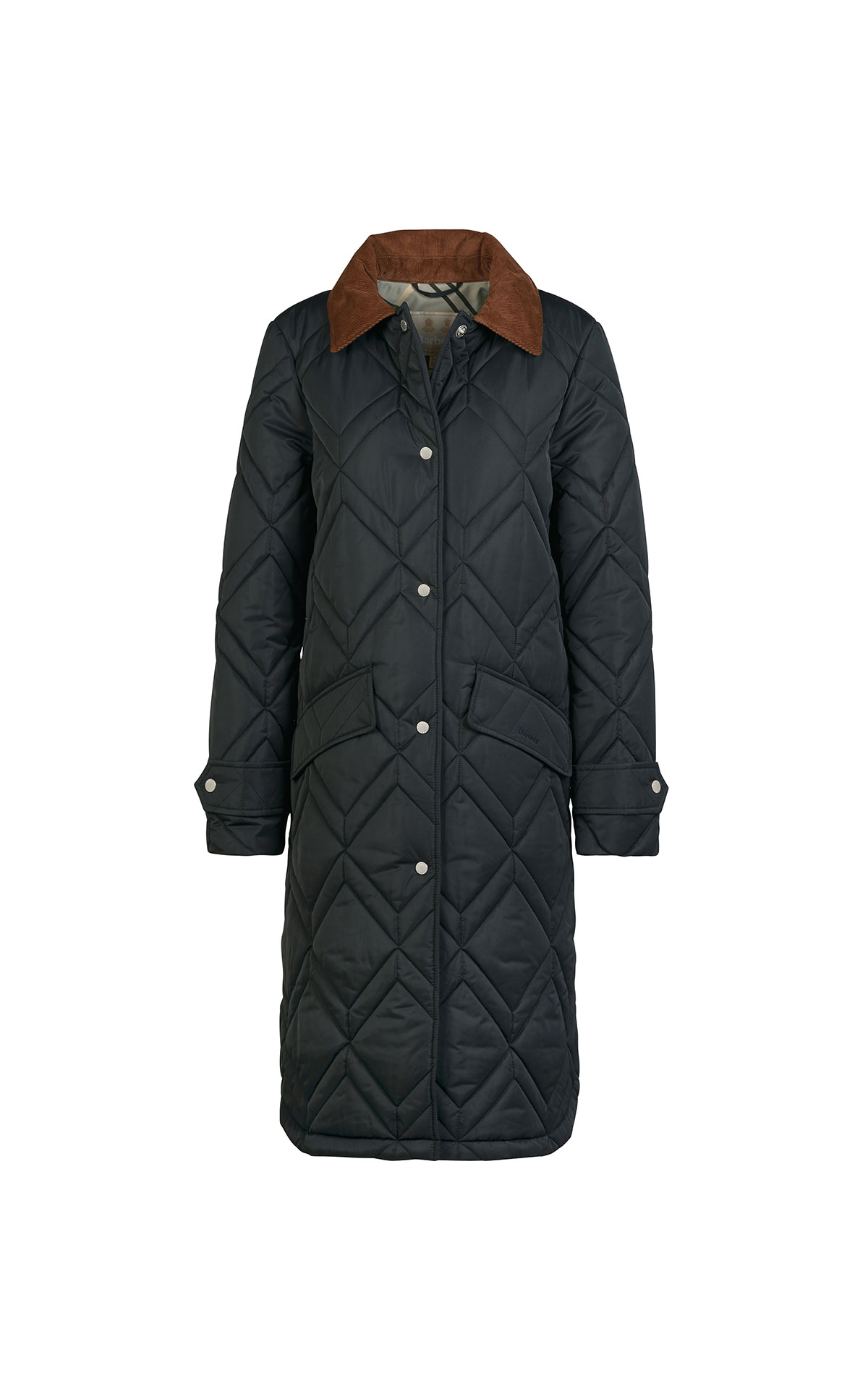 Barbour Ladies Bonnie quilt black/ancient fern tartan from Bicester Village