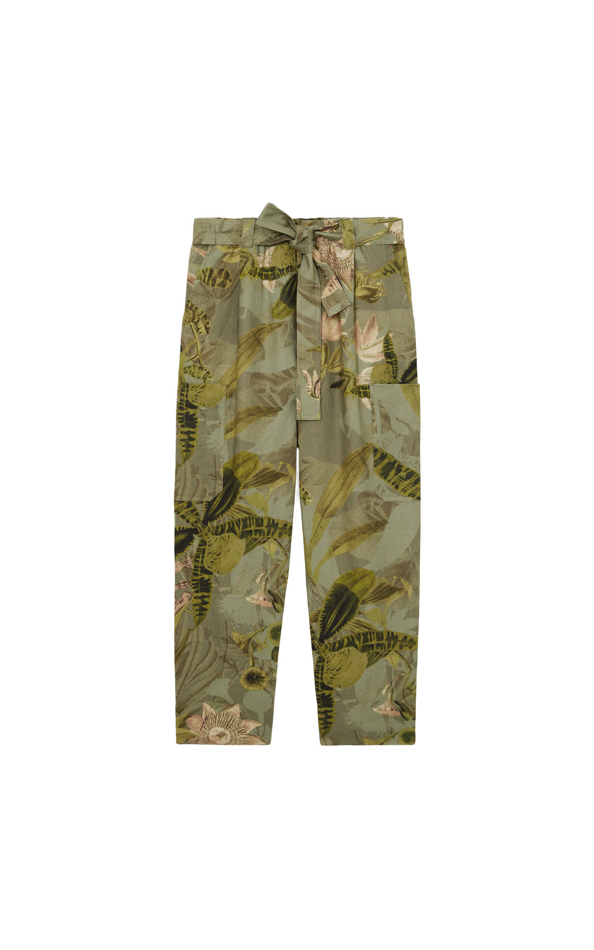 Reiss  Delia-Linen Floral Print Khaki from Bicester Village