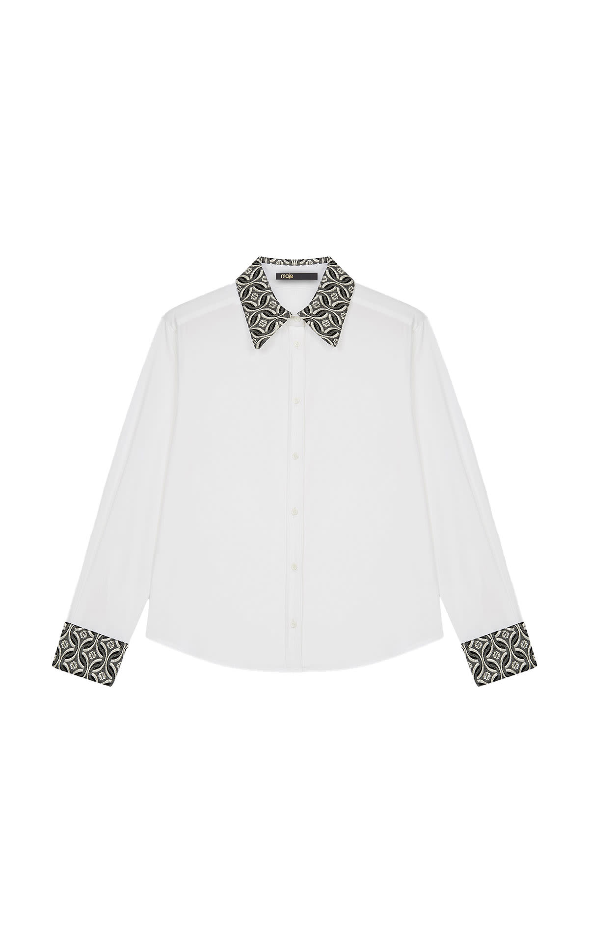 White shirt with printed cuffs and collar Maje