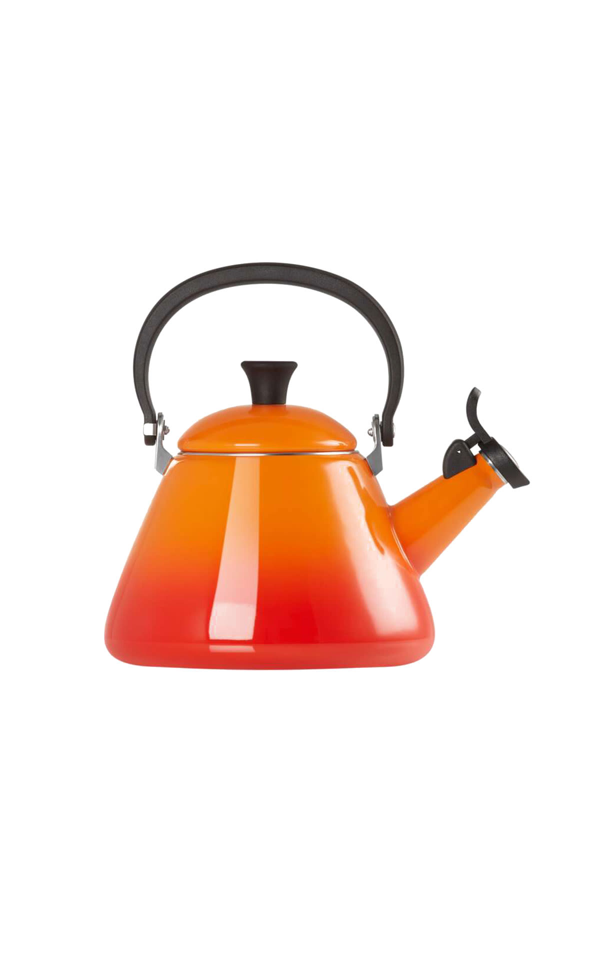Red and orange traditional teapot le creuset