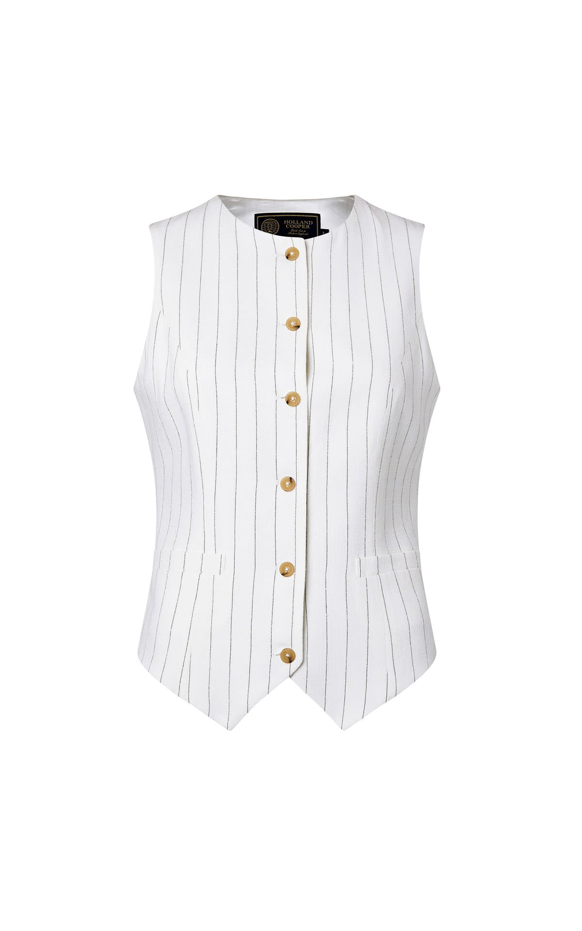 Holland Cooper Richmond waistcoat (oyster linen pinstripe) from Bicester Village