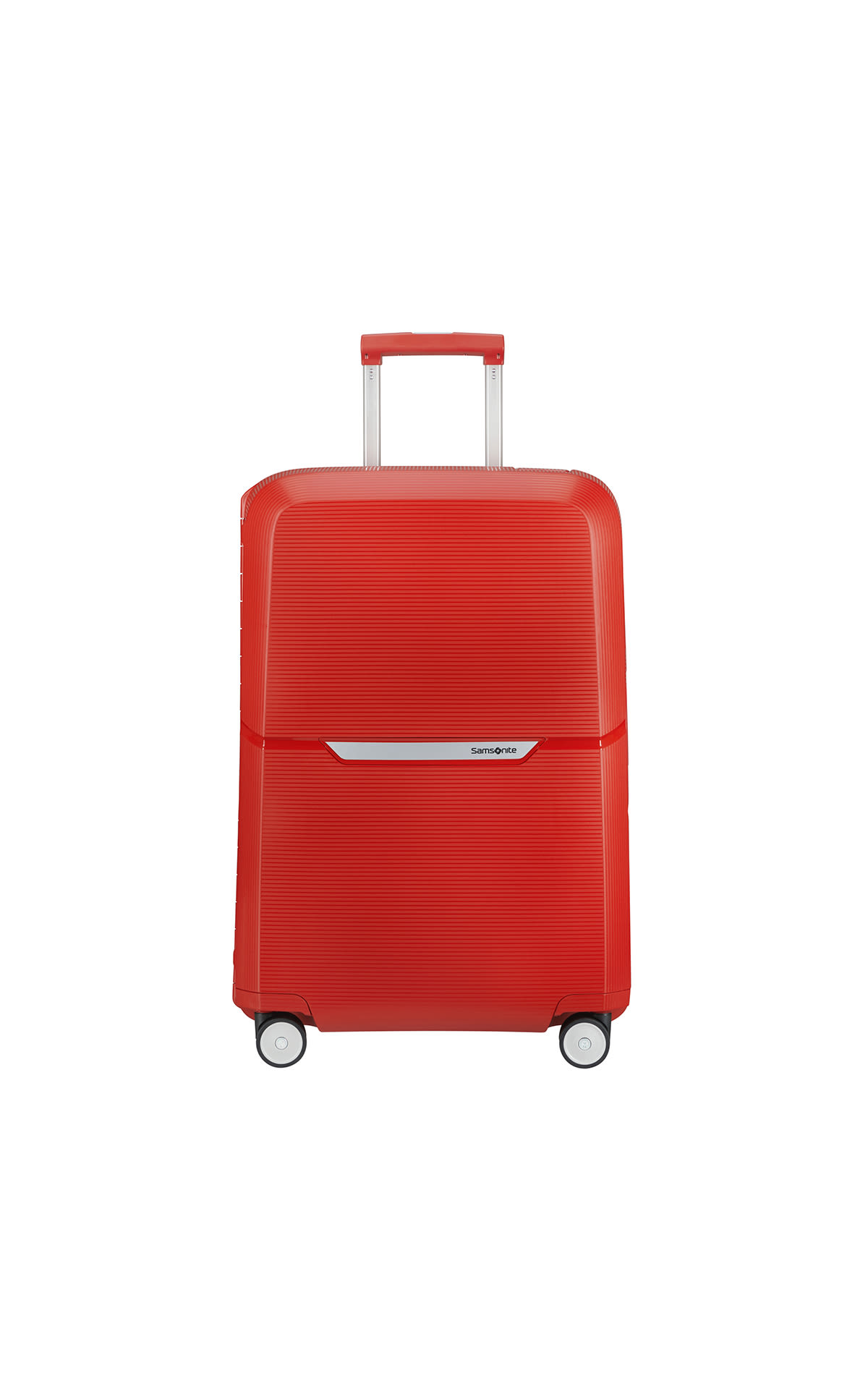 Samsonite bright red Magnum Spinner suitcase La Vallée Village