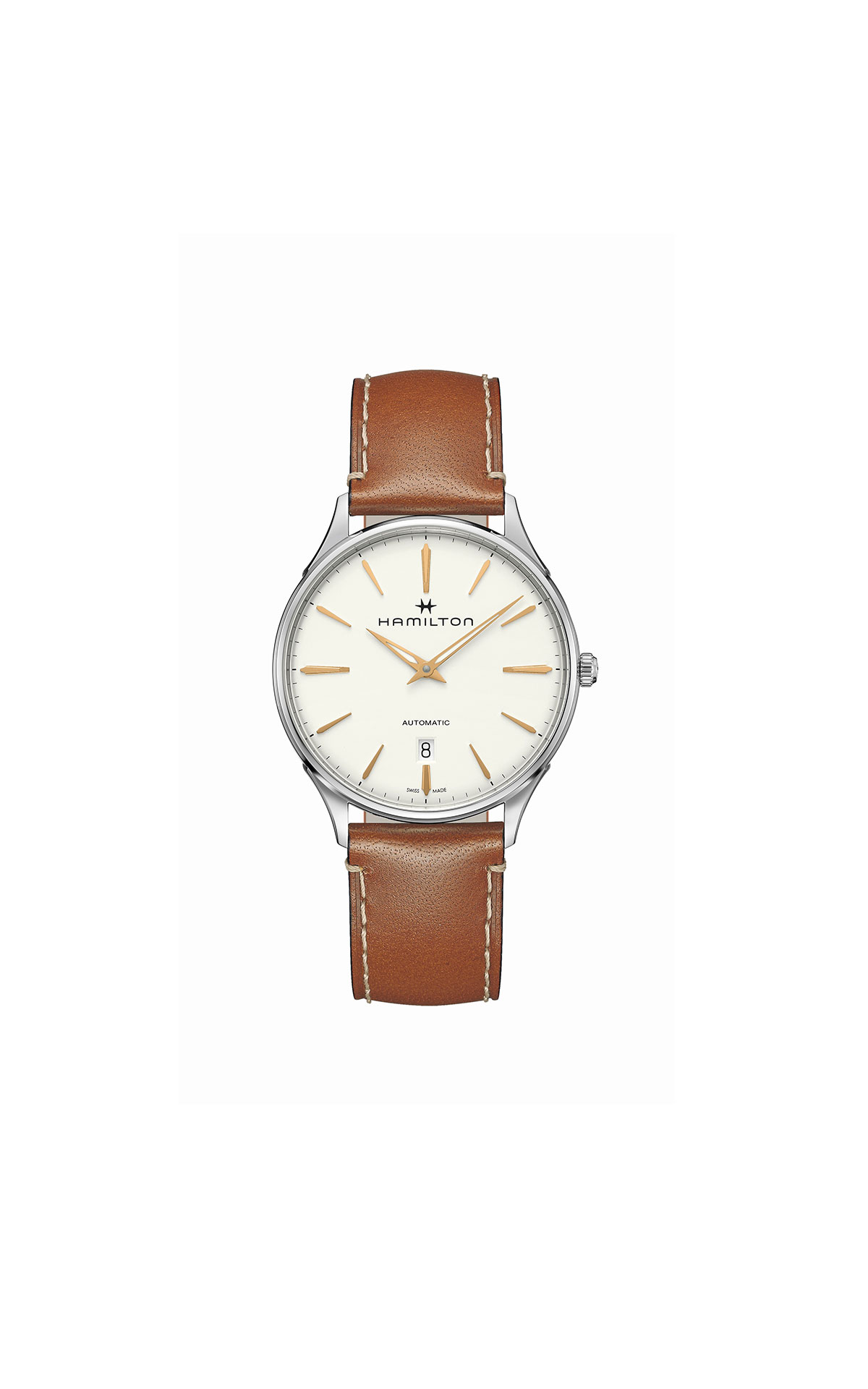 Hour Passion Jazzmaster Thinline white dial brown strap from Bicester Village