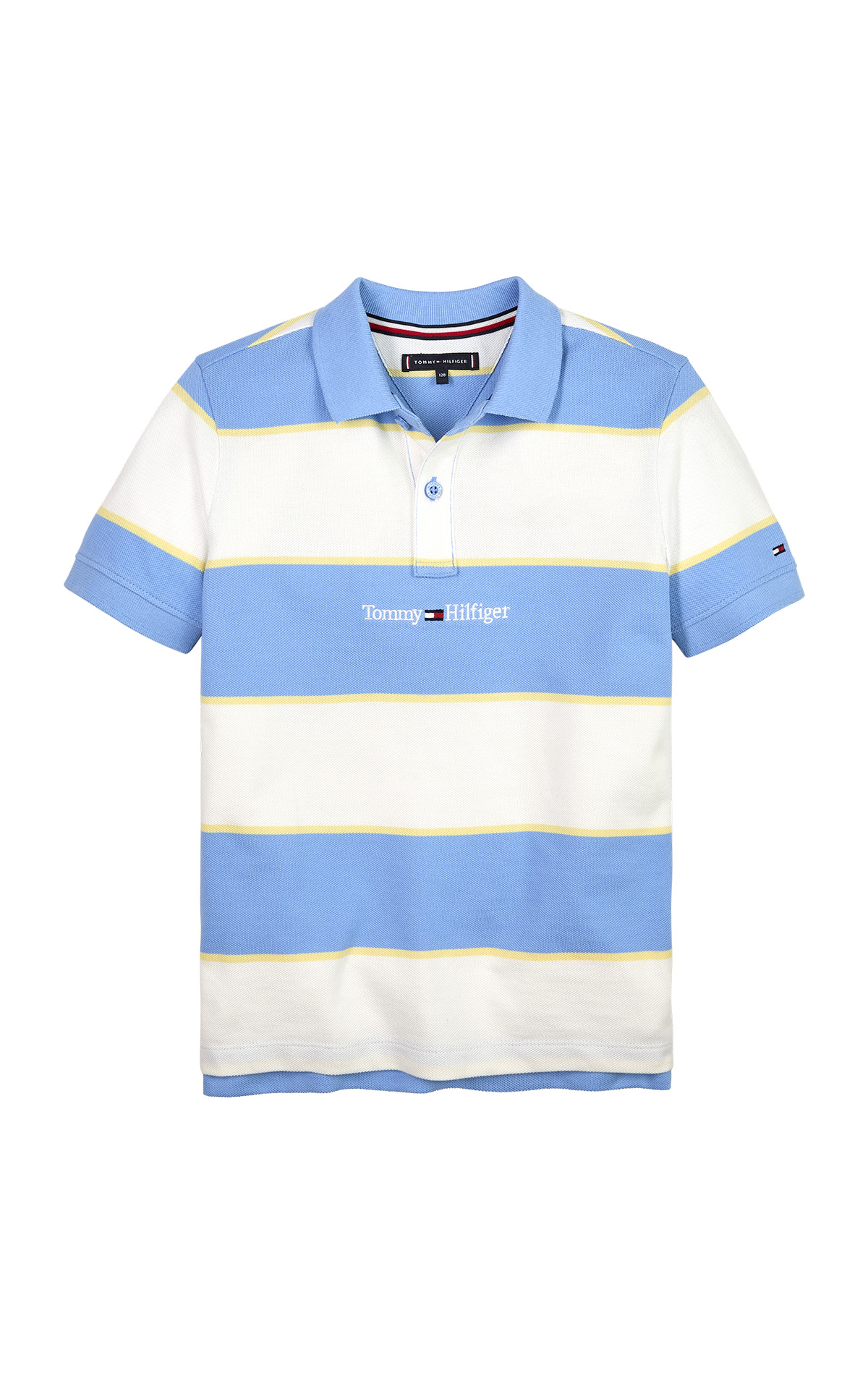 White and blue striped polo shirt for boys Tommy Hilfiger outlet barcleona la roca village