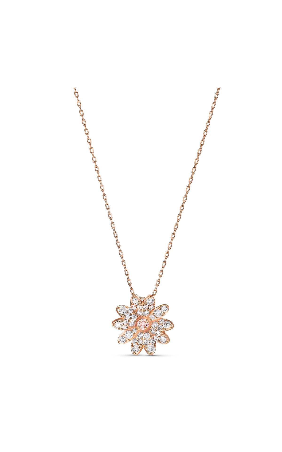 Flower-shaped pendant in rose gold and diamonds swarovksi