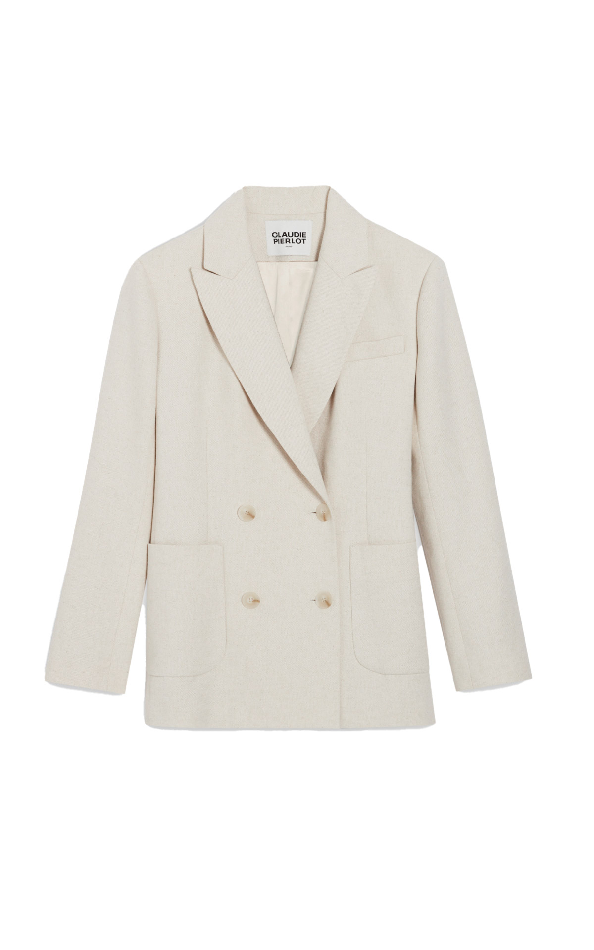 Beige double-breasted blazer Claudie Pierlot outlet barcelona la roca village