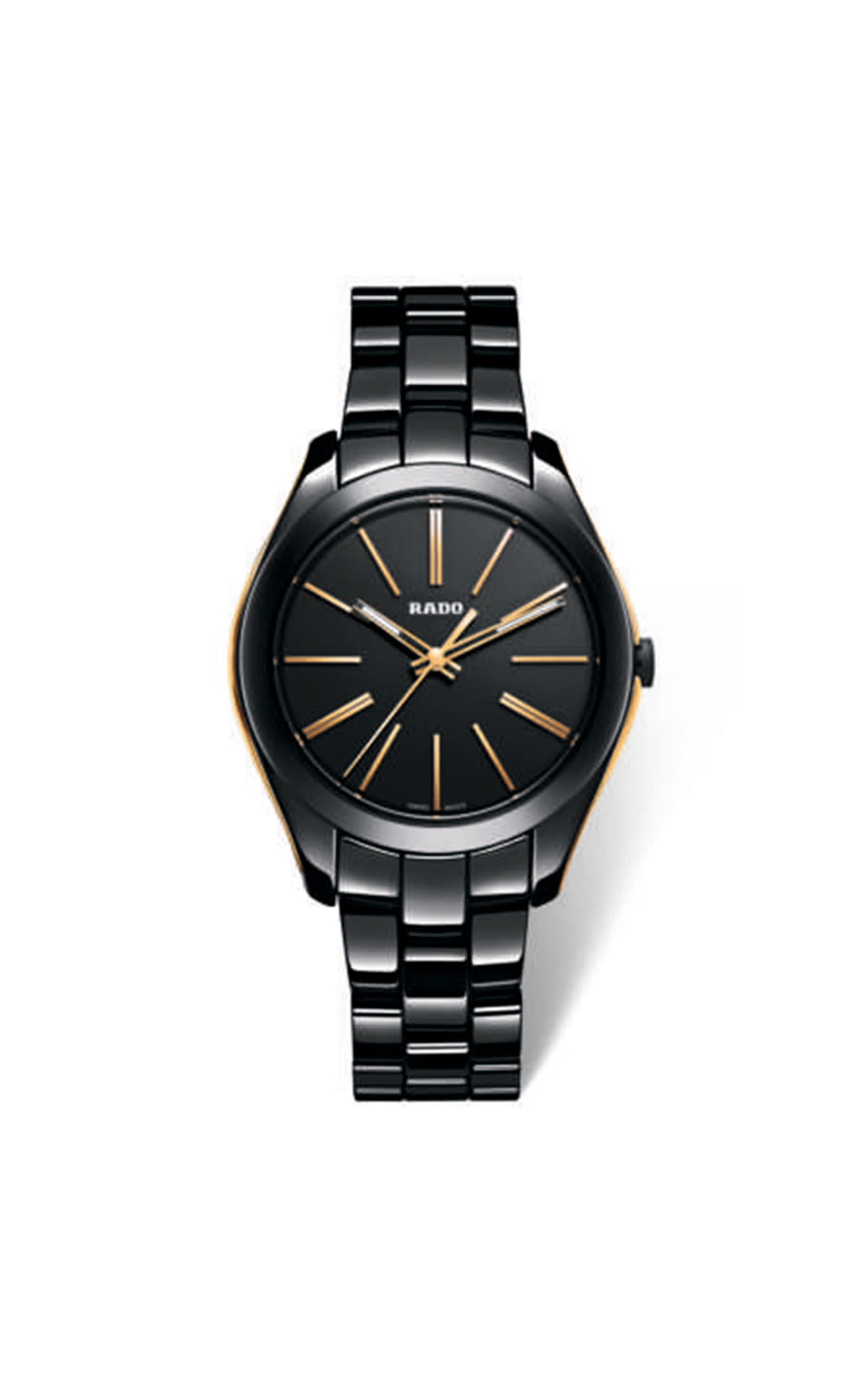 Black Rado watch with golden details