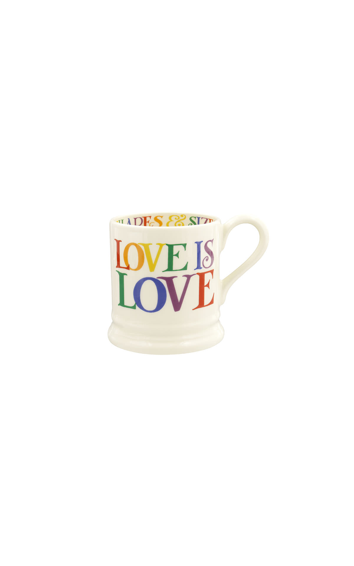 Emma Bridgewater Rainbow toast love is love half pint mug from Bicester Village
