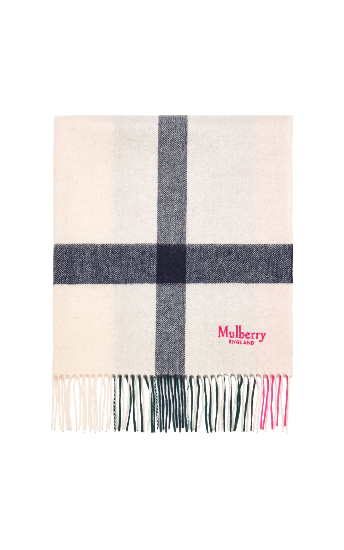 Mulberry Large check merino wool scarf 70 x 200 from Bicester Village