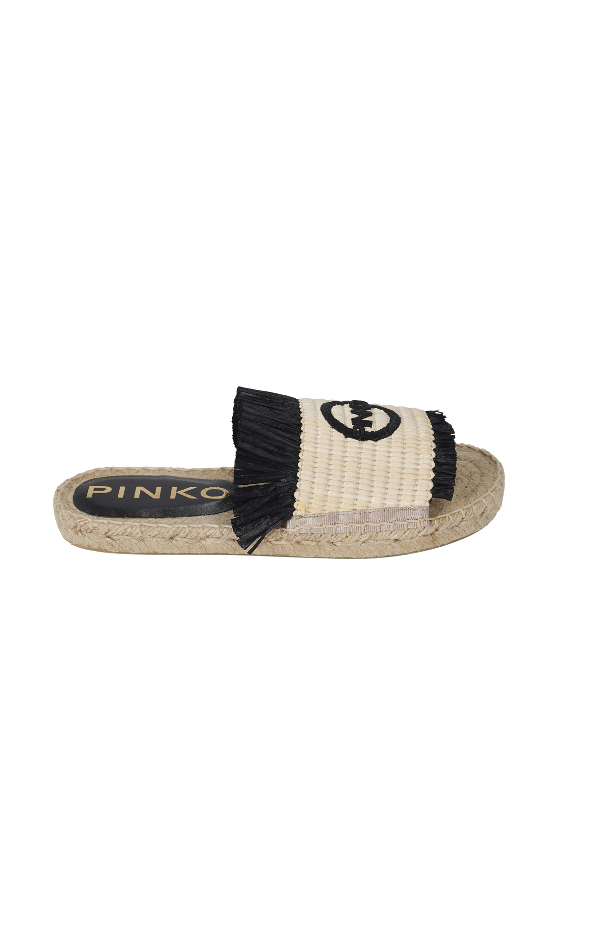Sandalia negra y beige Pinko
