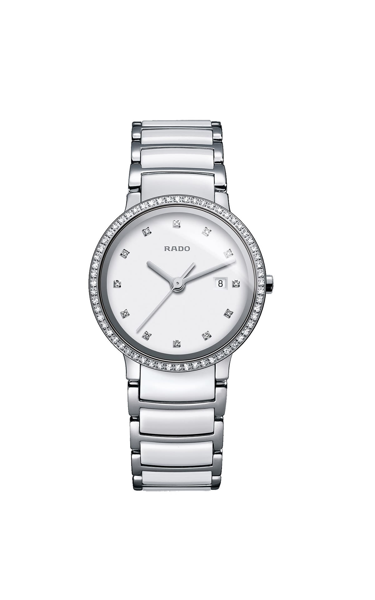Silver watch with diamond details rado Hour Passion 
