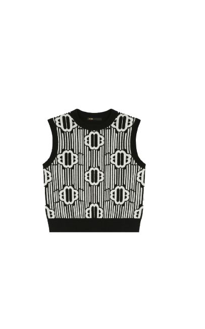 Black and patterned knit vest Maje