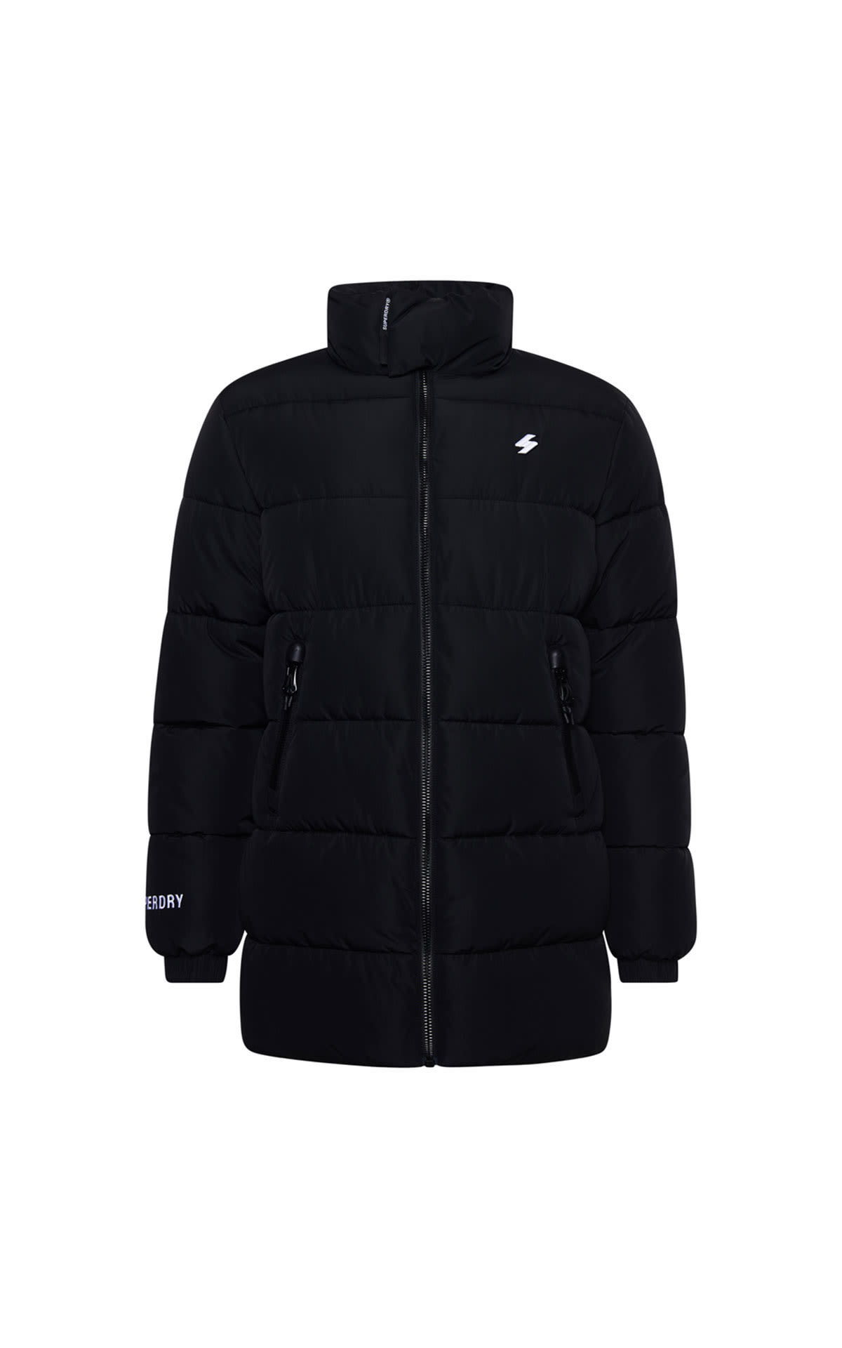 Superdry Longline sports puffer black from Bicester Village