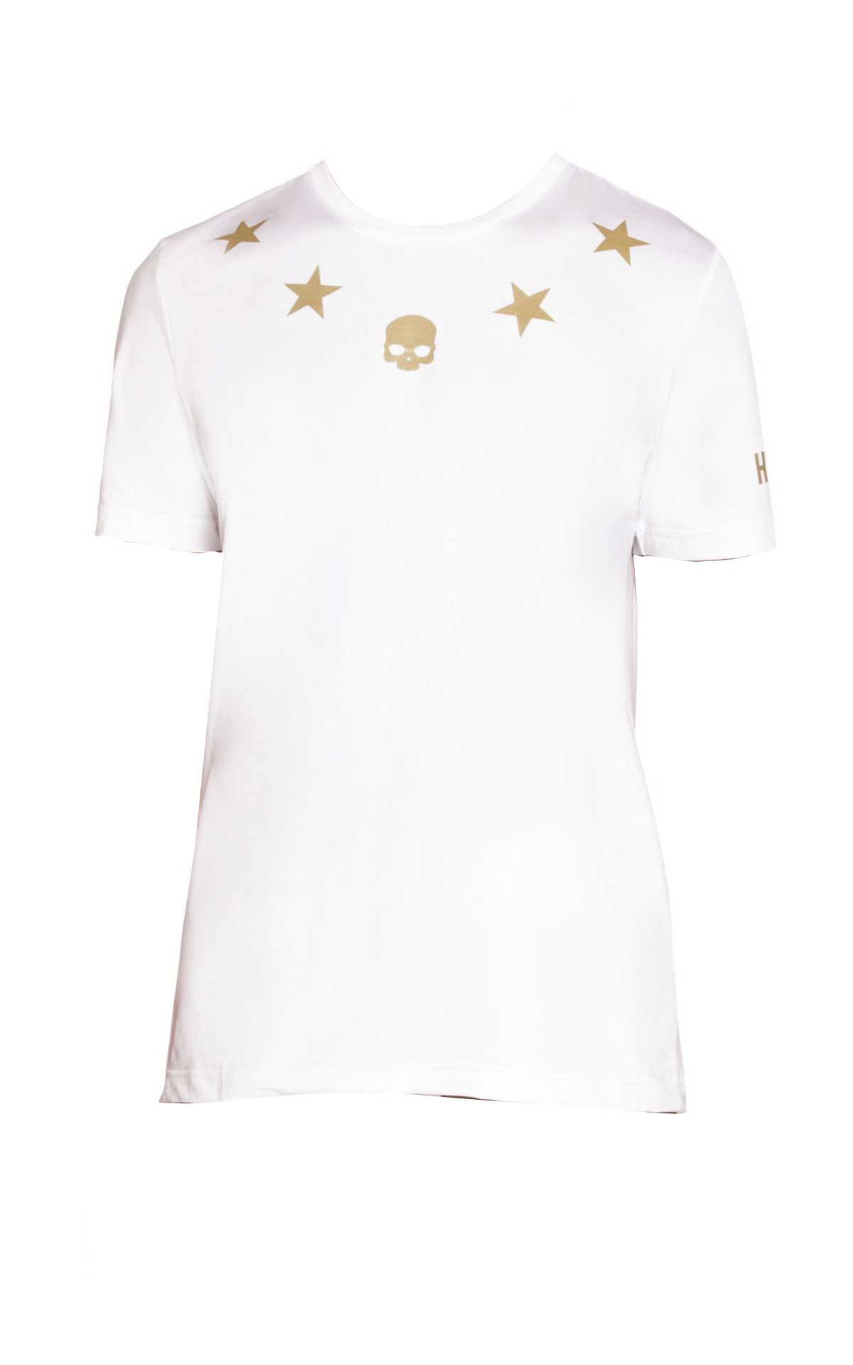 T-shirt con girocollo bianca e oro Hydrogen
