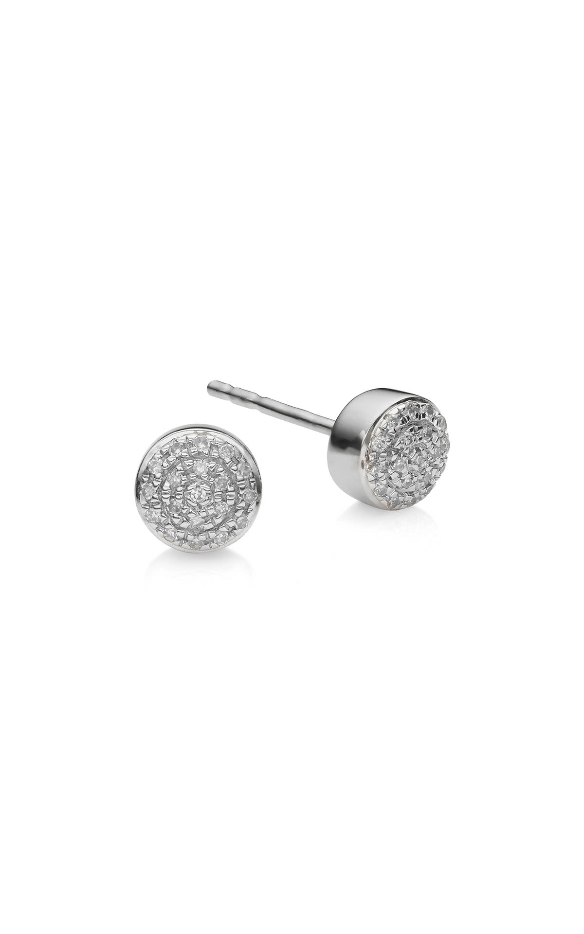 Monica Vinader  Sterling silver fiji mini button stud earrings - diamond from Bicester Village