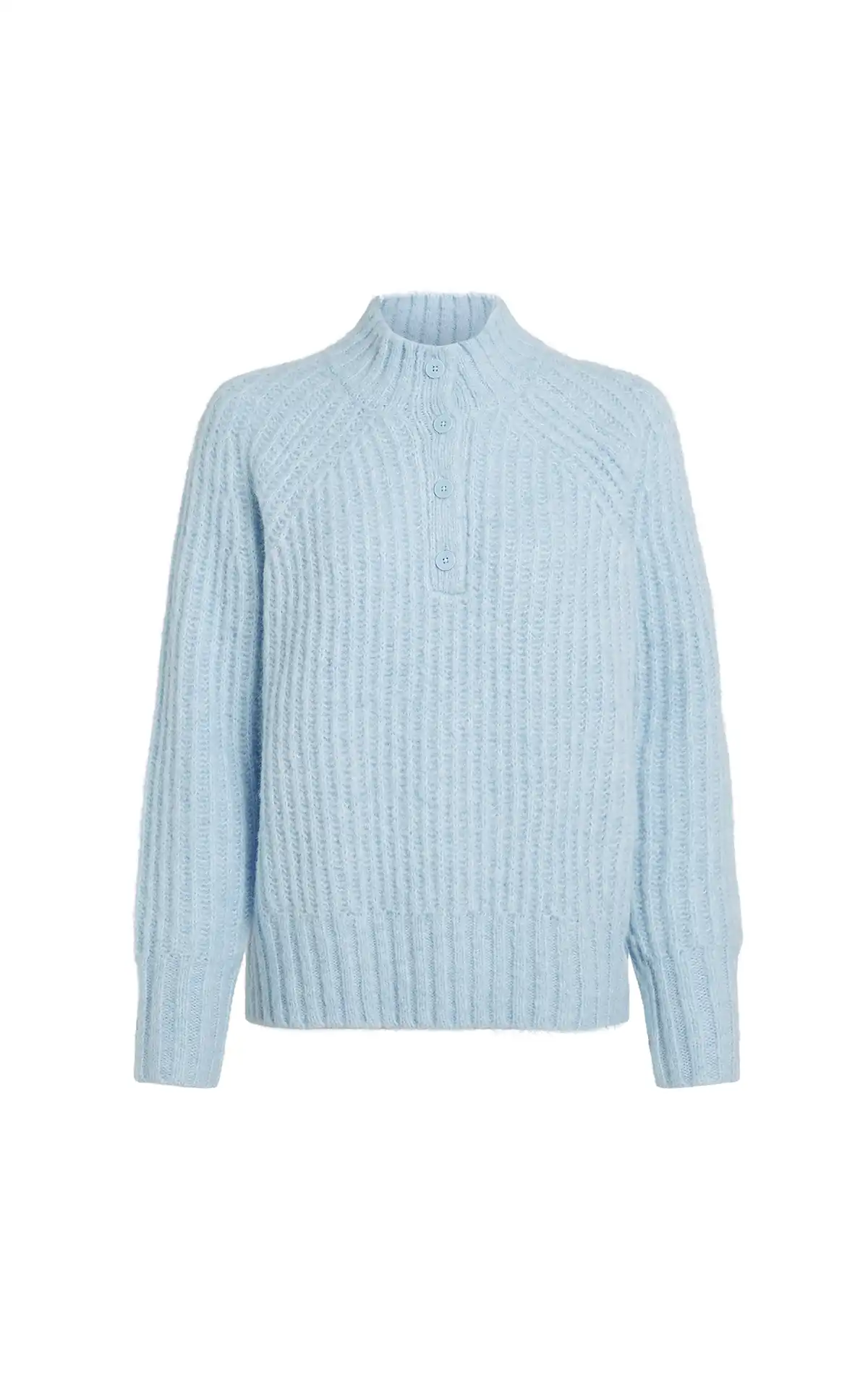 Calvin Klein Pull à col cheminée en laine mélangée brossée bleu La Vallée Village